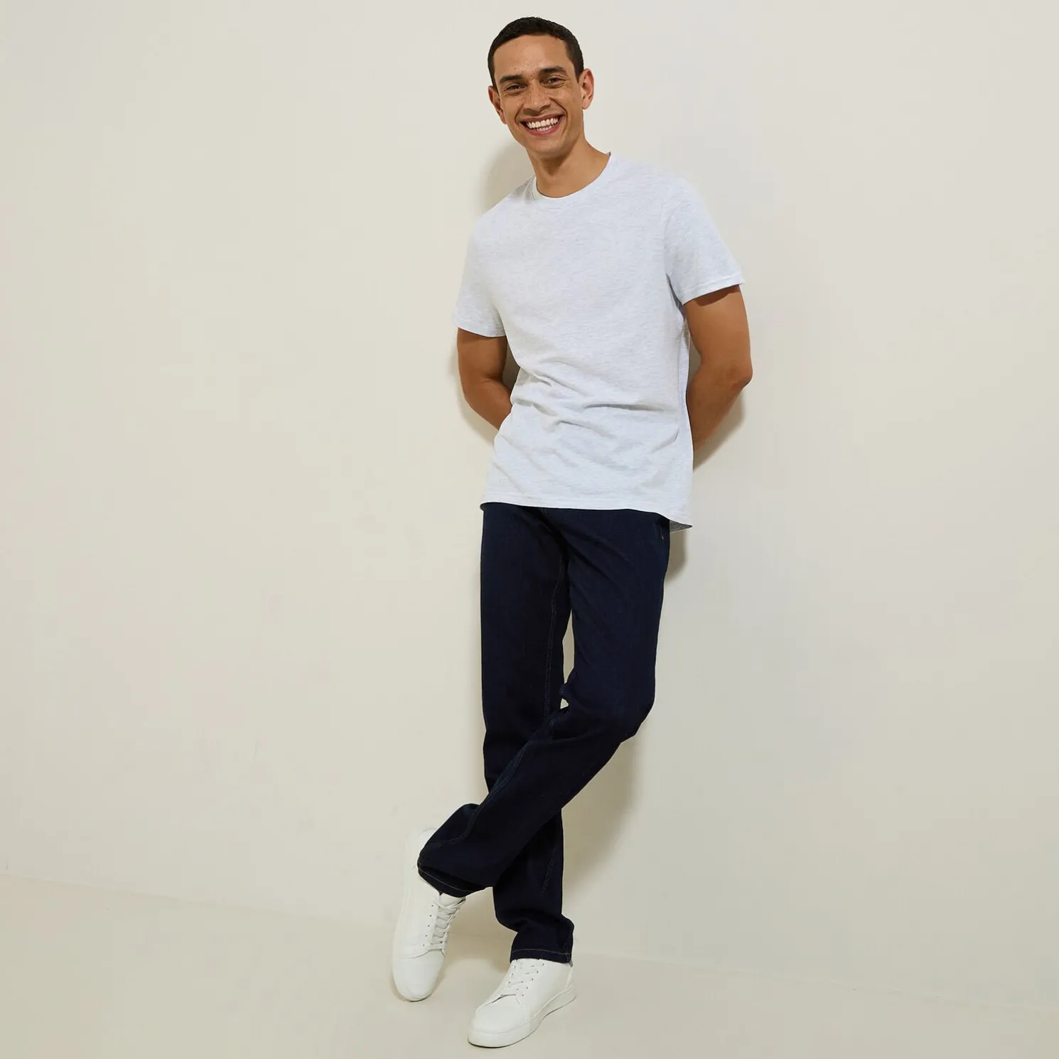 Basic, katoenen T-shirt met ronde hals