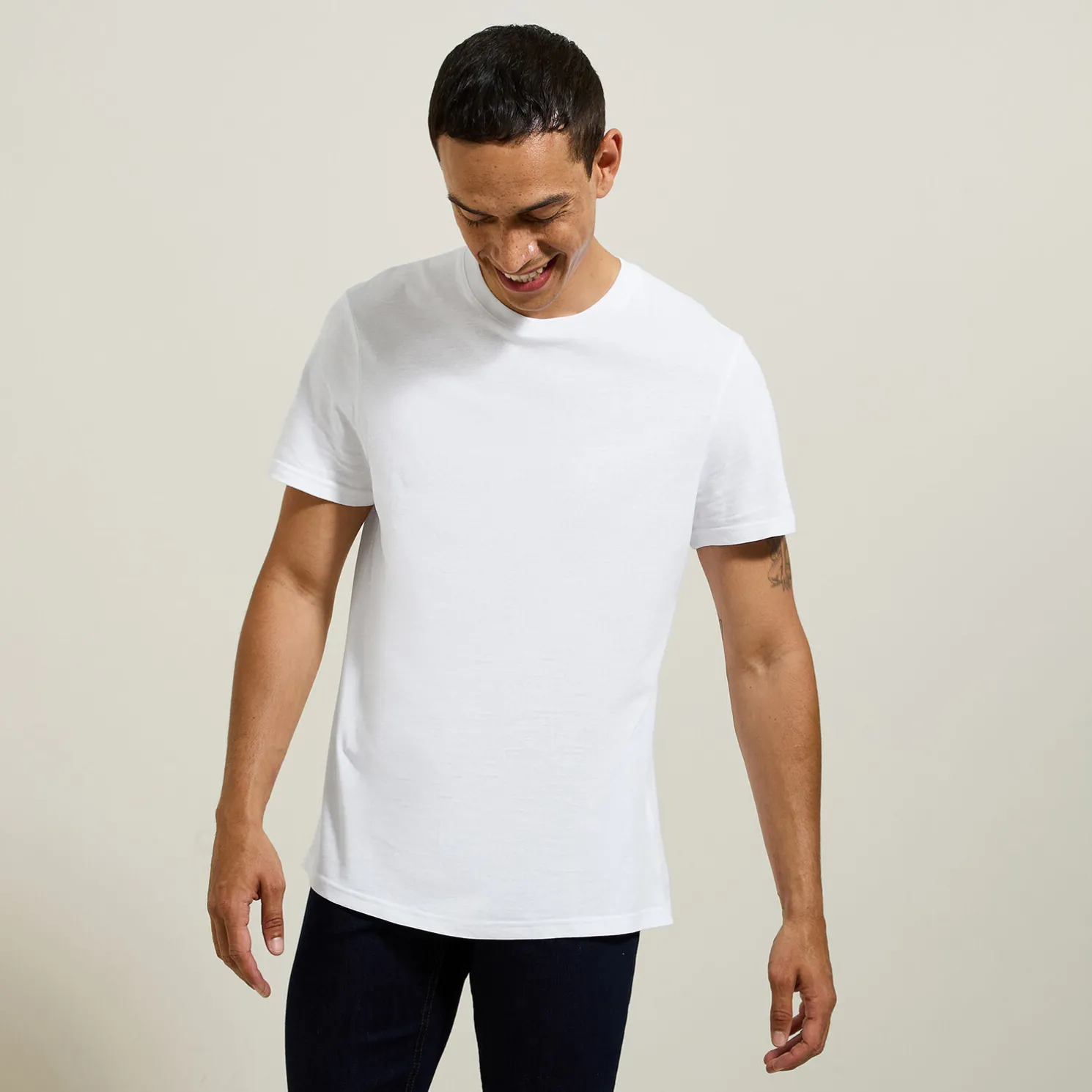 Basic, katoenen T-shirt met ronde hals