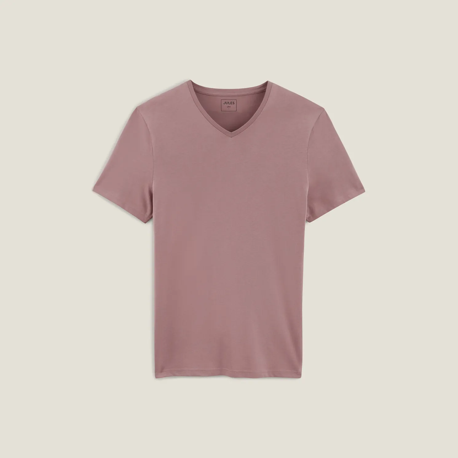 Basic T-shirt met V-hals in biokatoenn