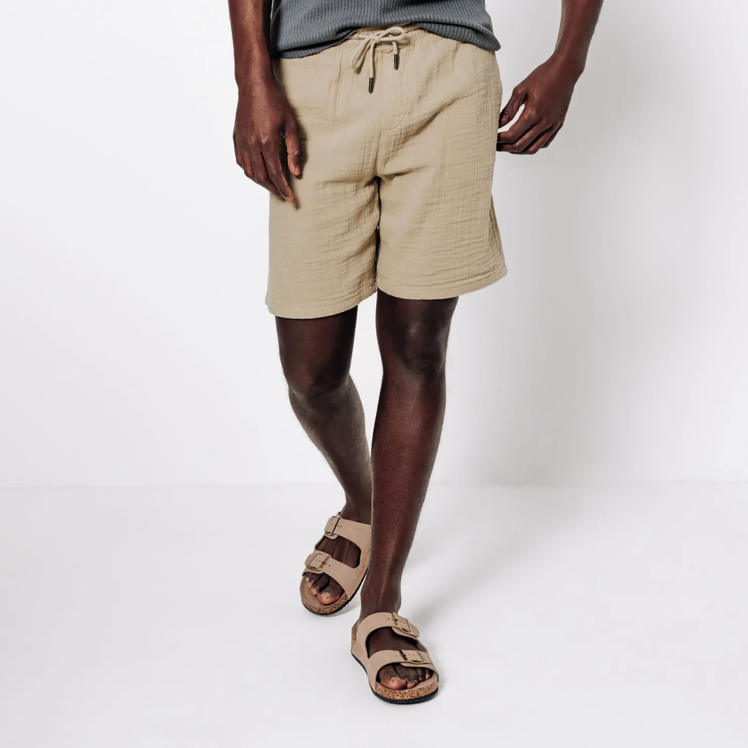 Bermuda met elastische taille in katoengaas