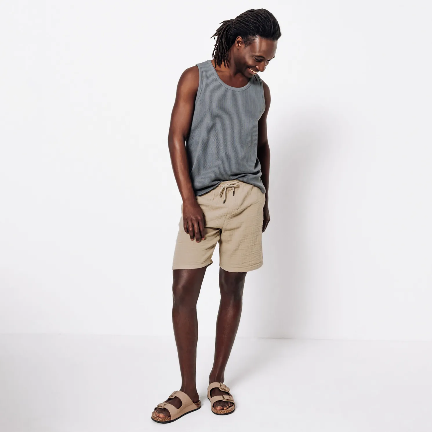 Bermuda met elastische taille in katoengaas