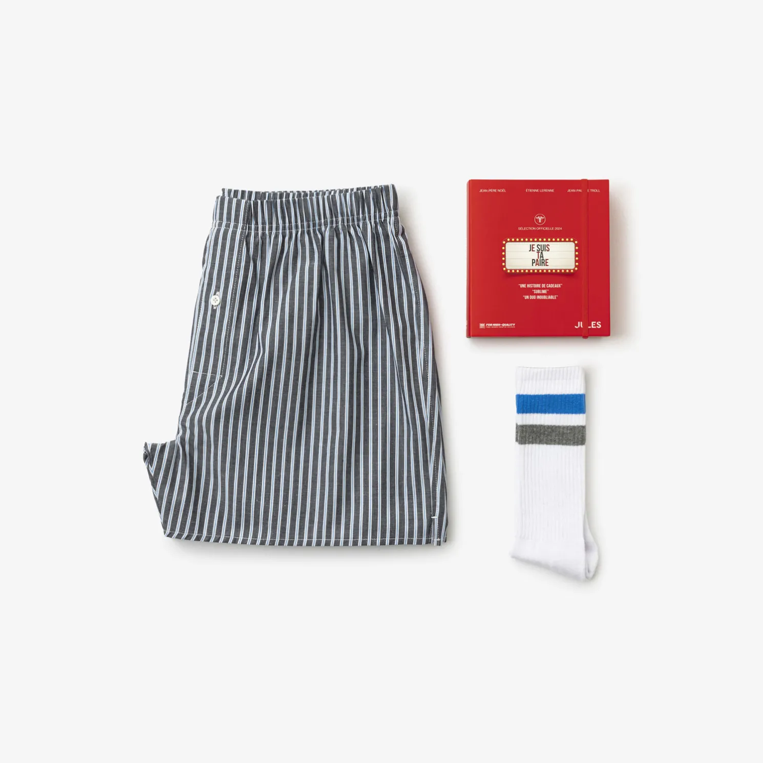 Box met boxershort en sportsokken