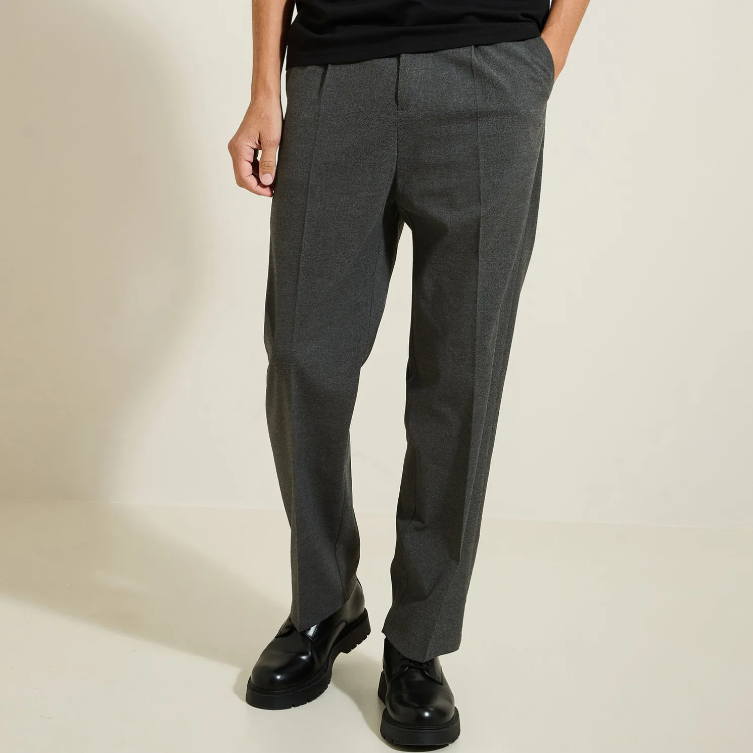 Brede, flanellen broek met plooien