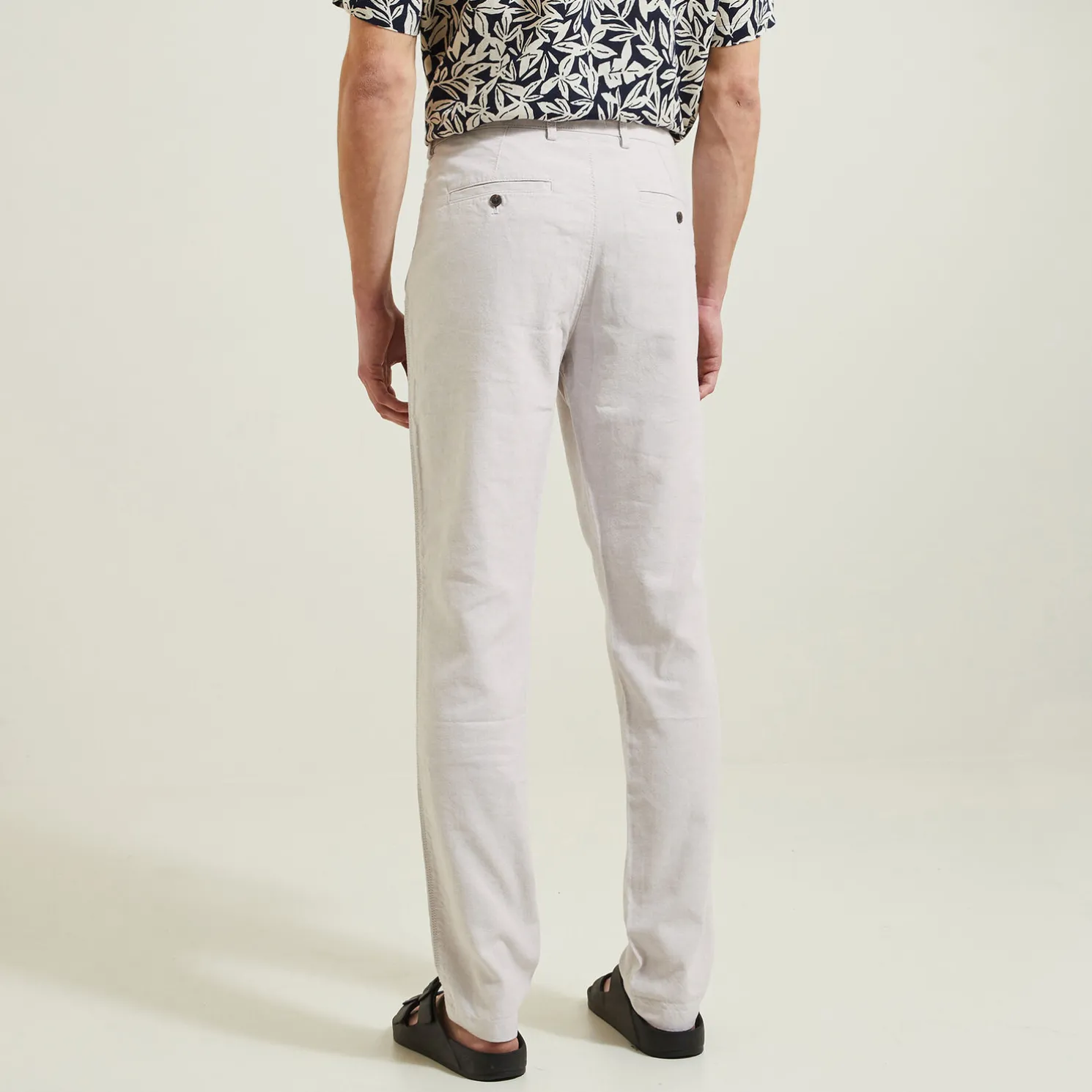 Broek in katoen en linnen met trekkoord