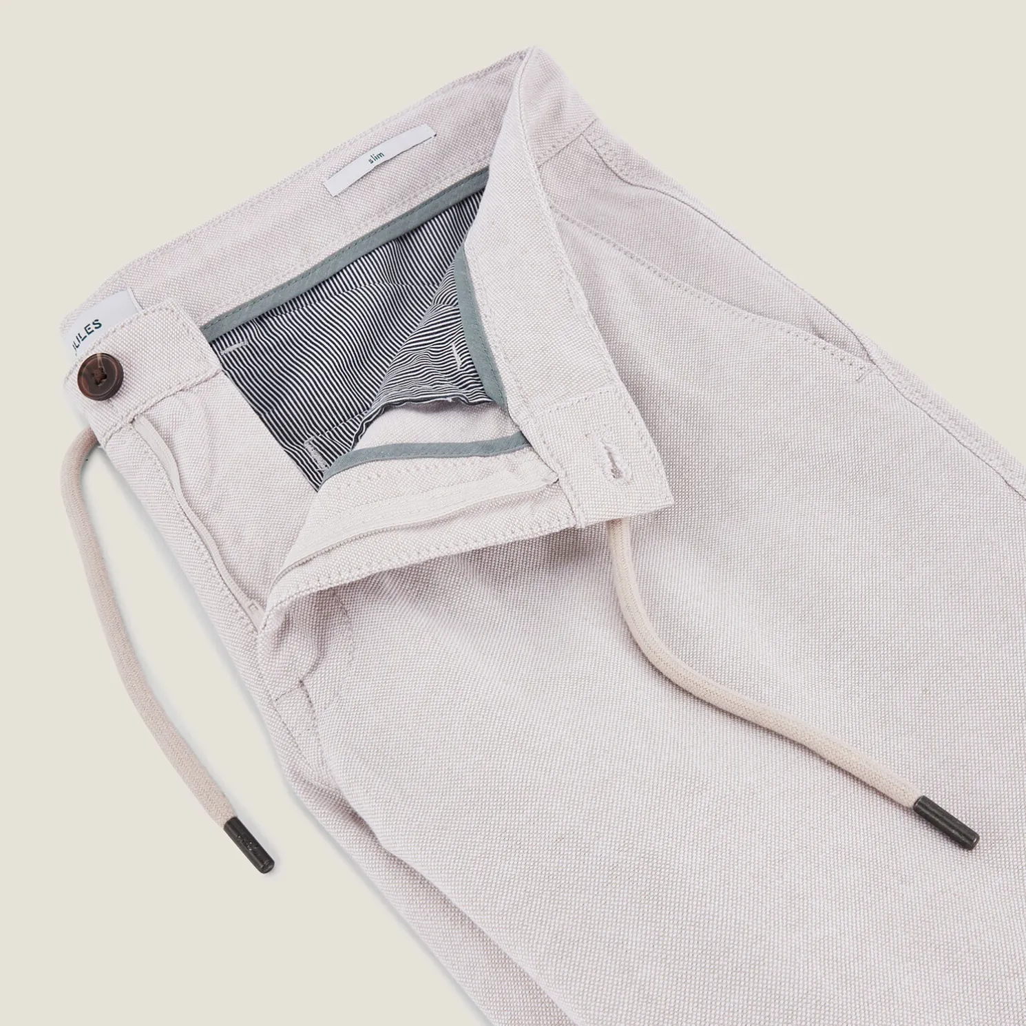 Broek in katoen en linnen met trekkoord