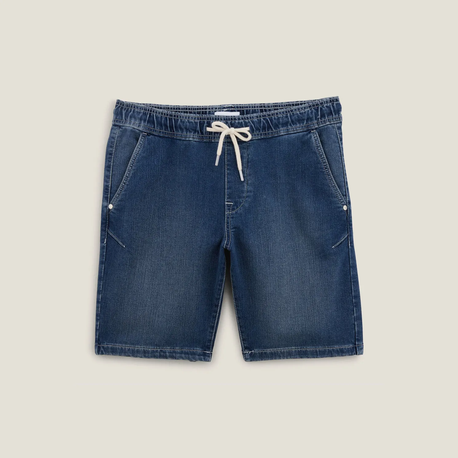 Denim bermuda met tricot effect