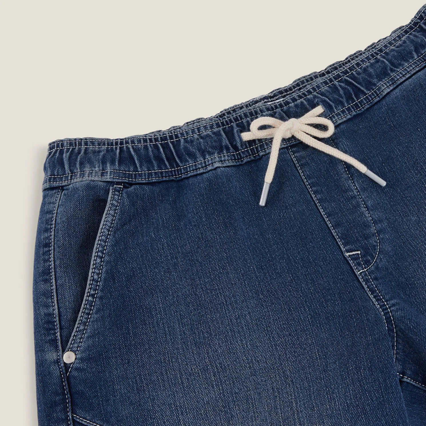 Denim bermuda met tricot effect