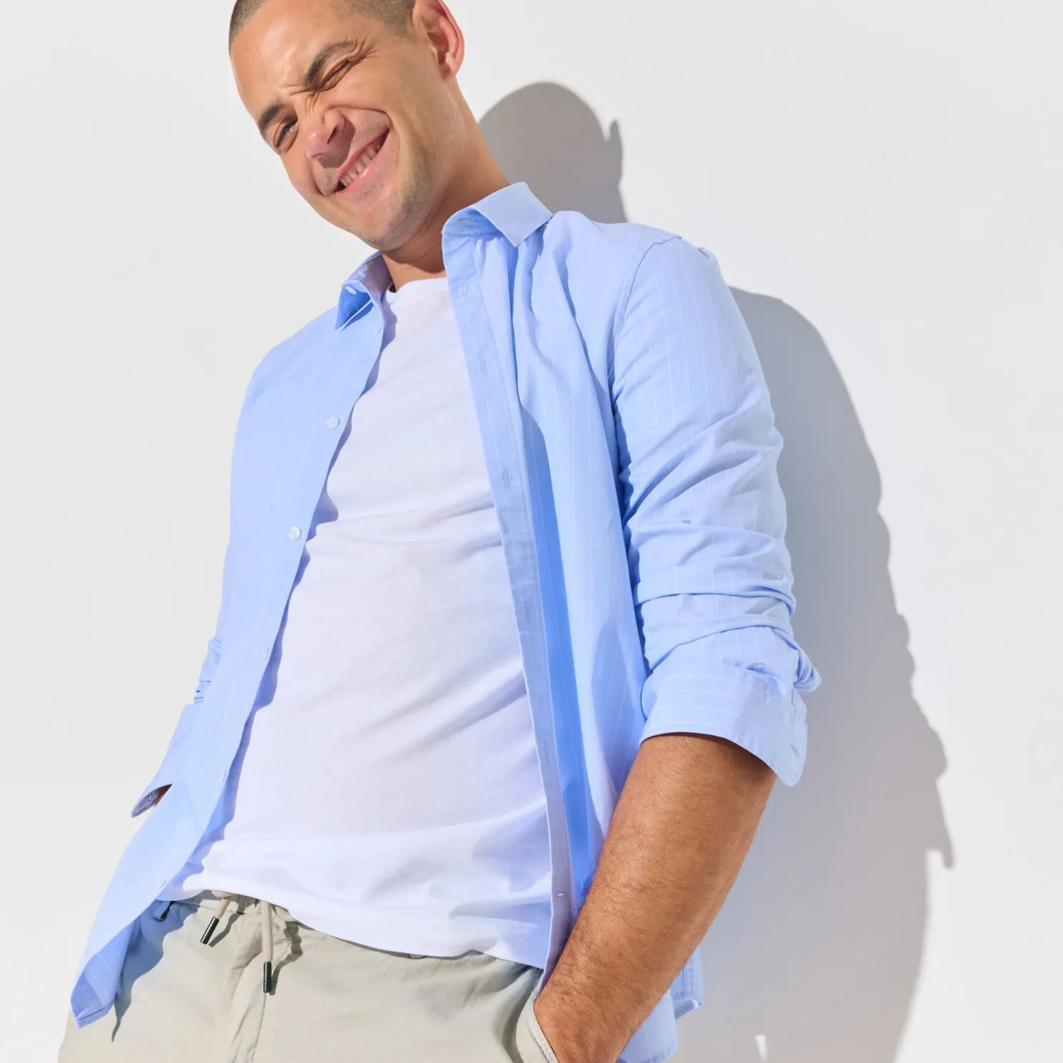 Effen bermuda in katoen en linnen