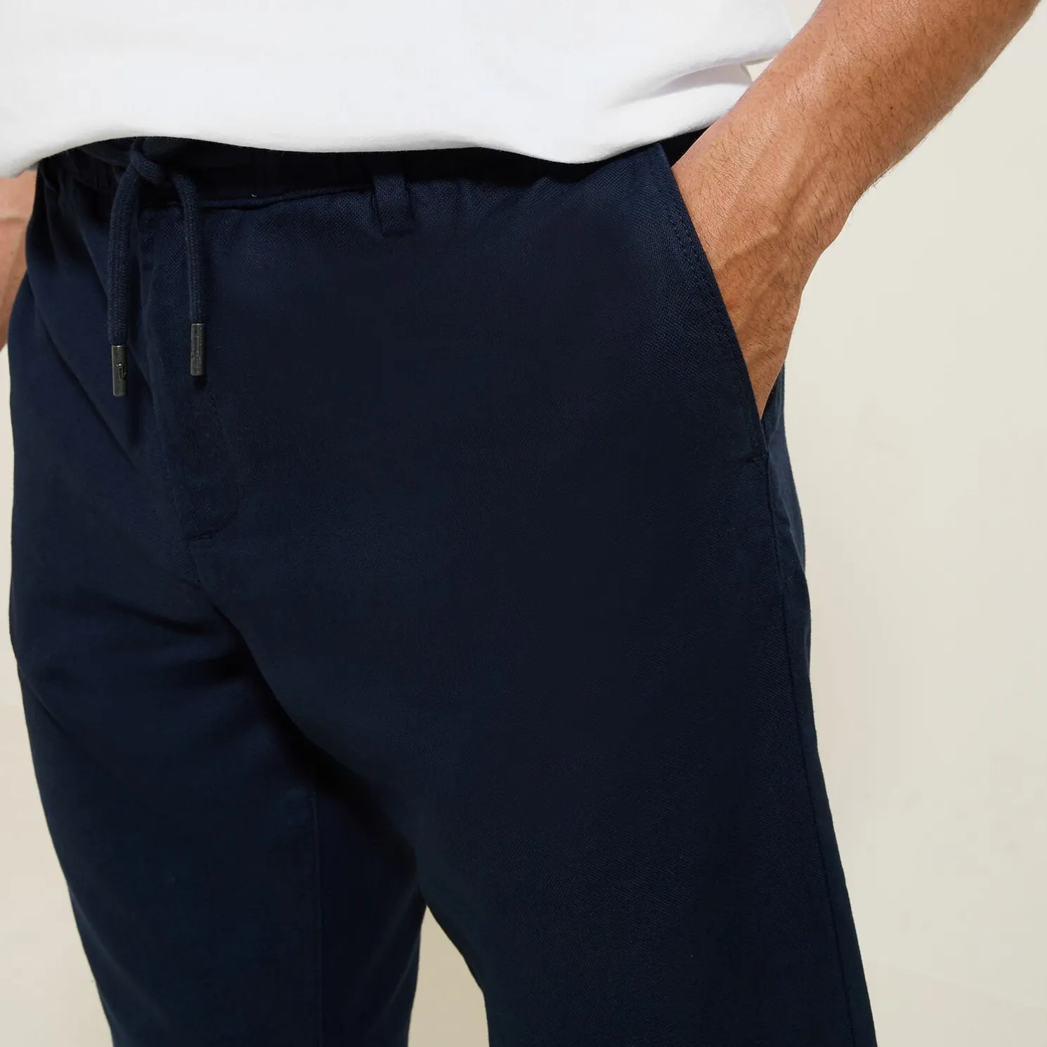 Effen bermuda in katoen en linnen