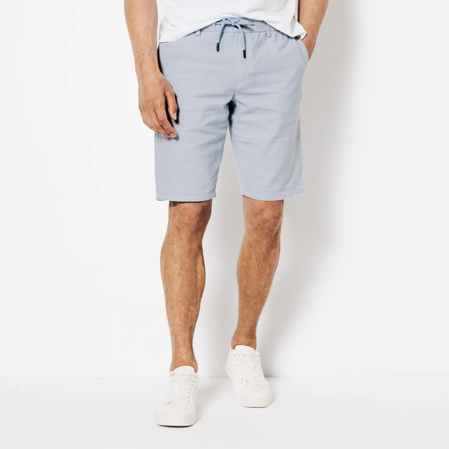 Effen bermuda in katoen en linnen