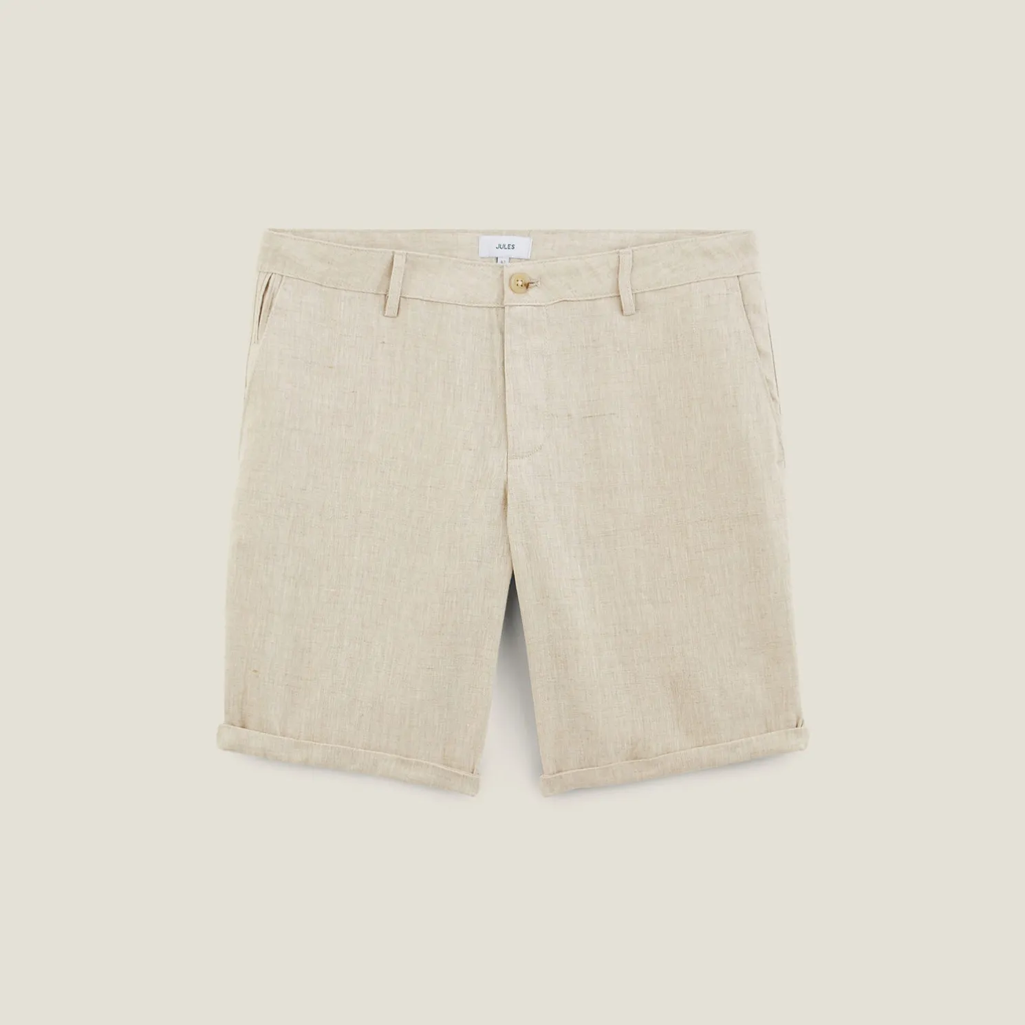 Effen chinobermuda in 100% linnen