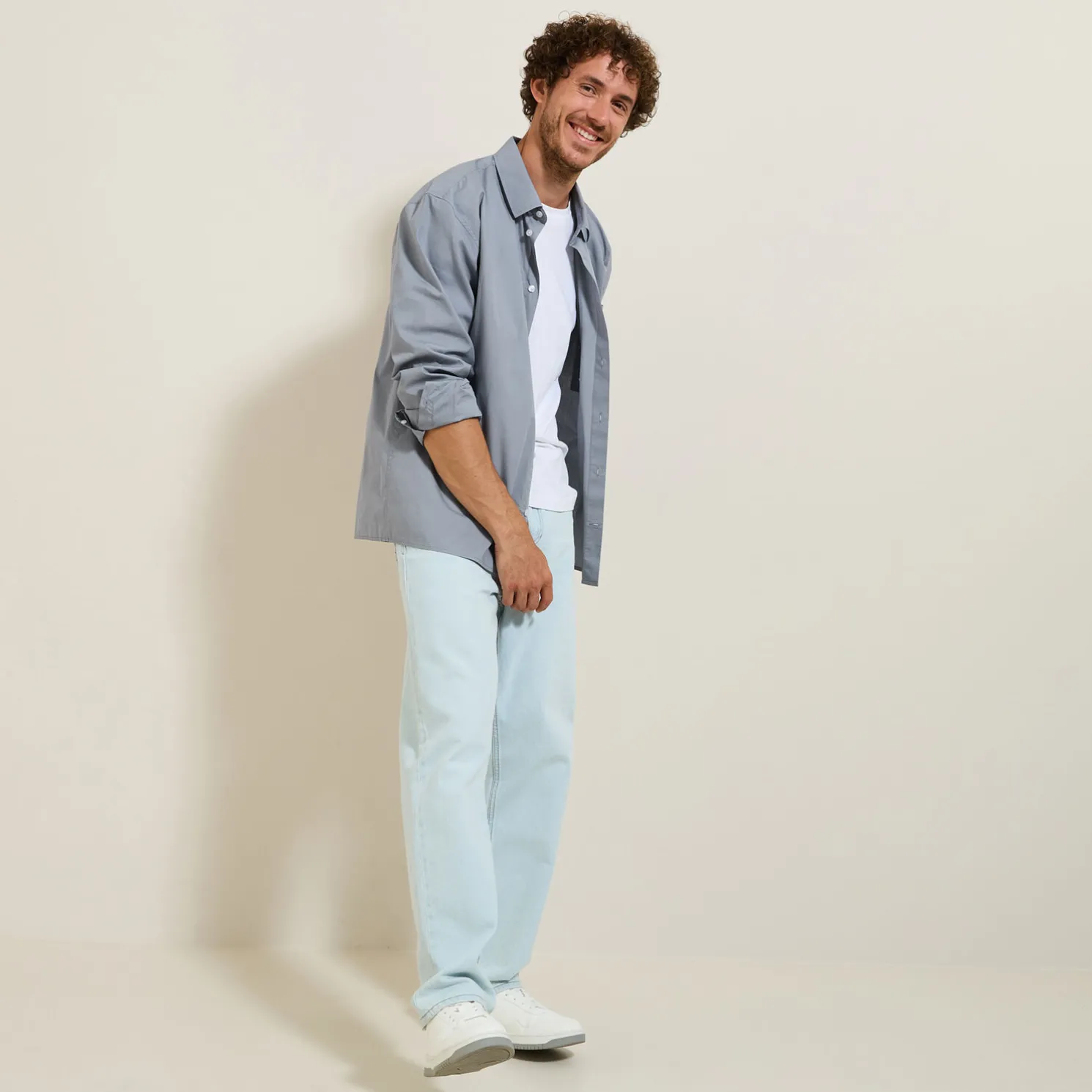 Effen katoenen overhemd