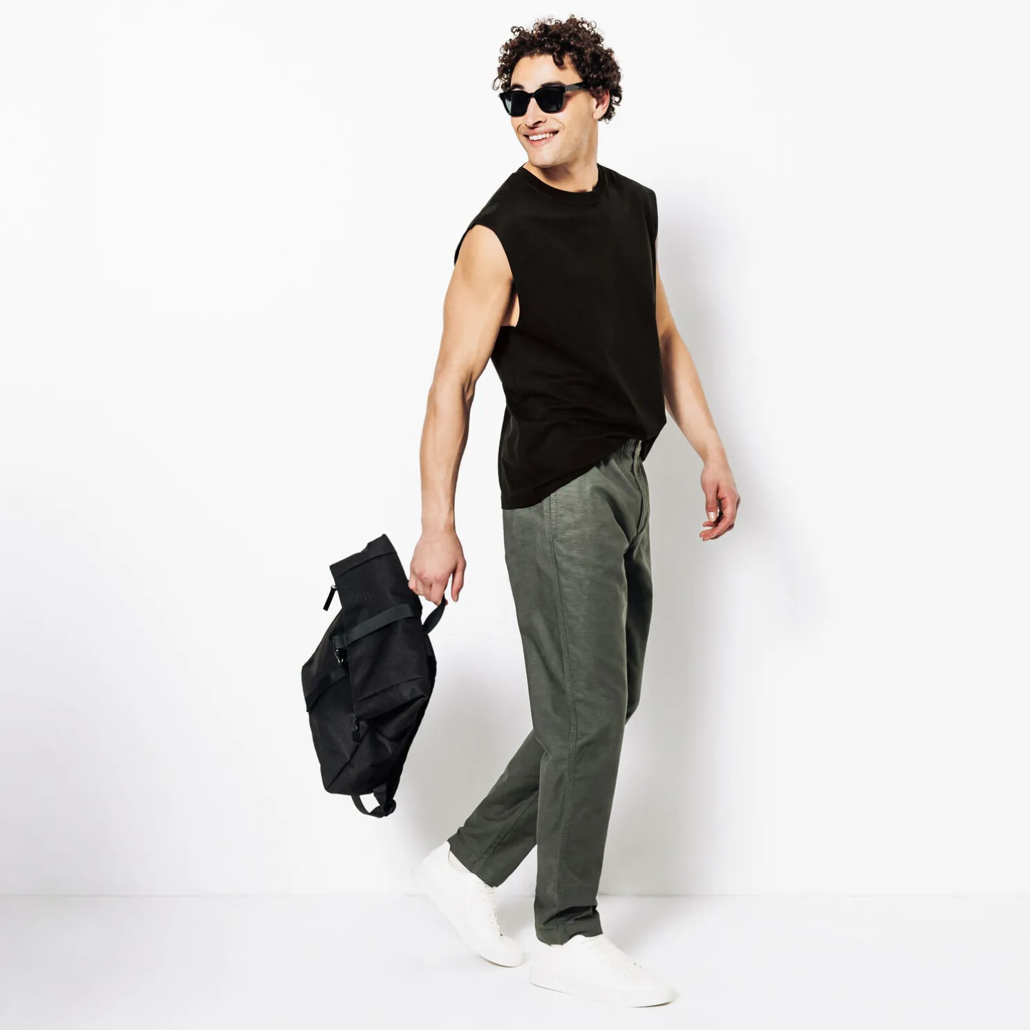 Effen mouwloos hemdje met ronde hals in katoen