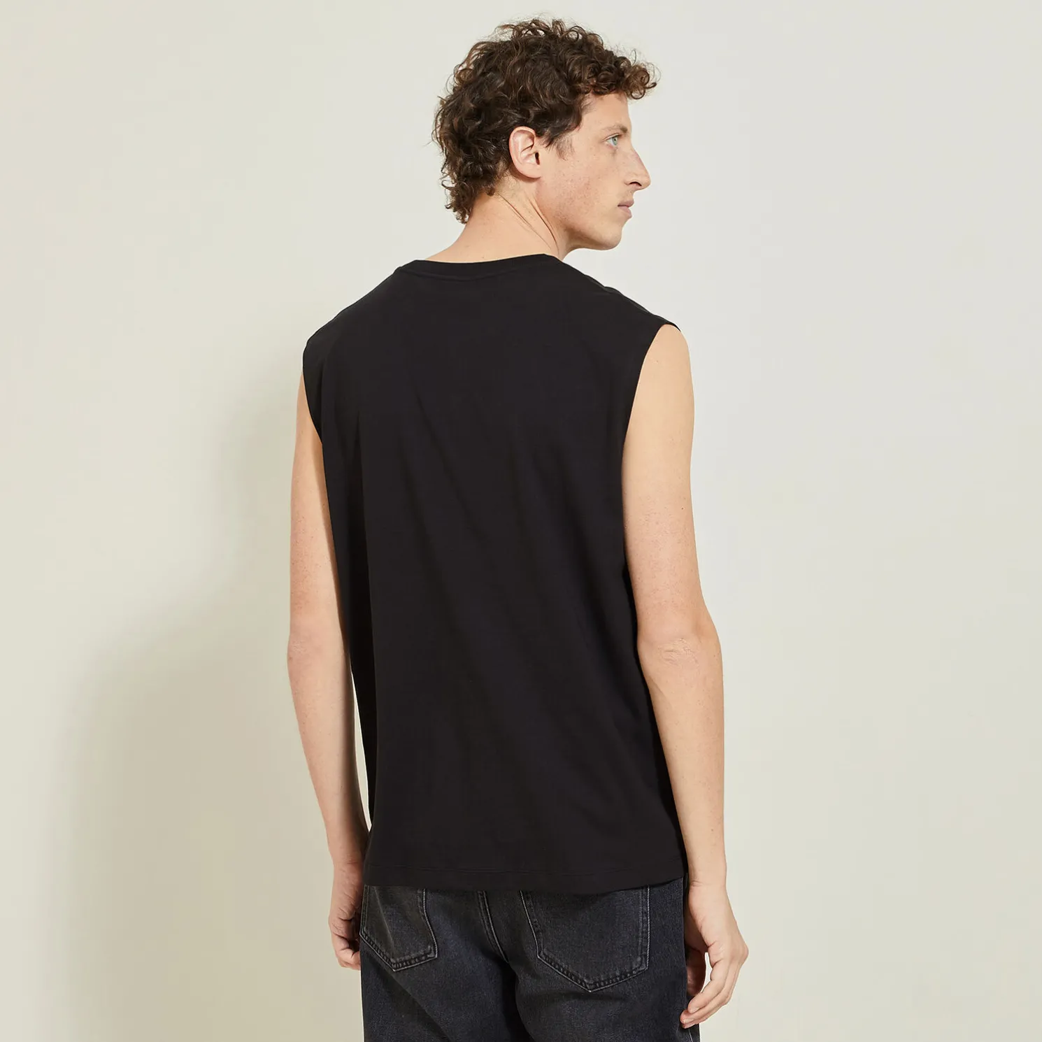 Effen mouwloos hemdje met ronde hals in katoen