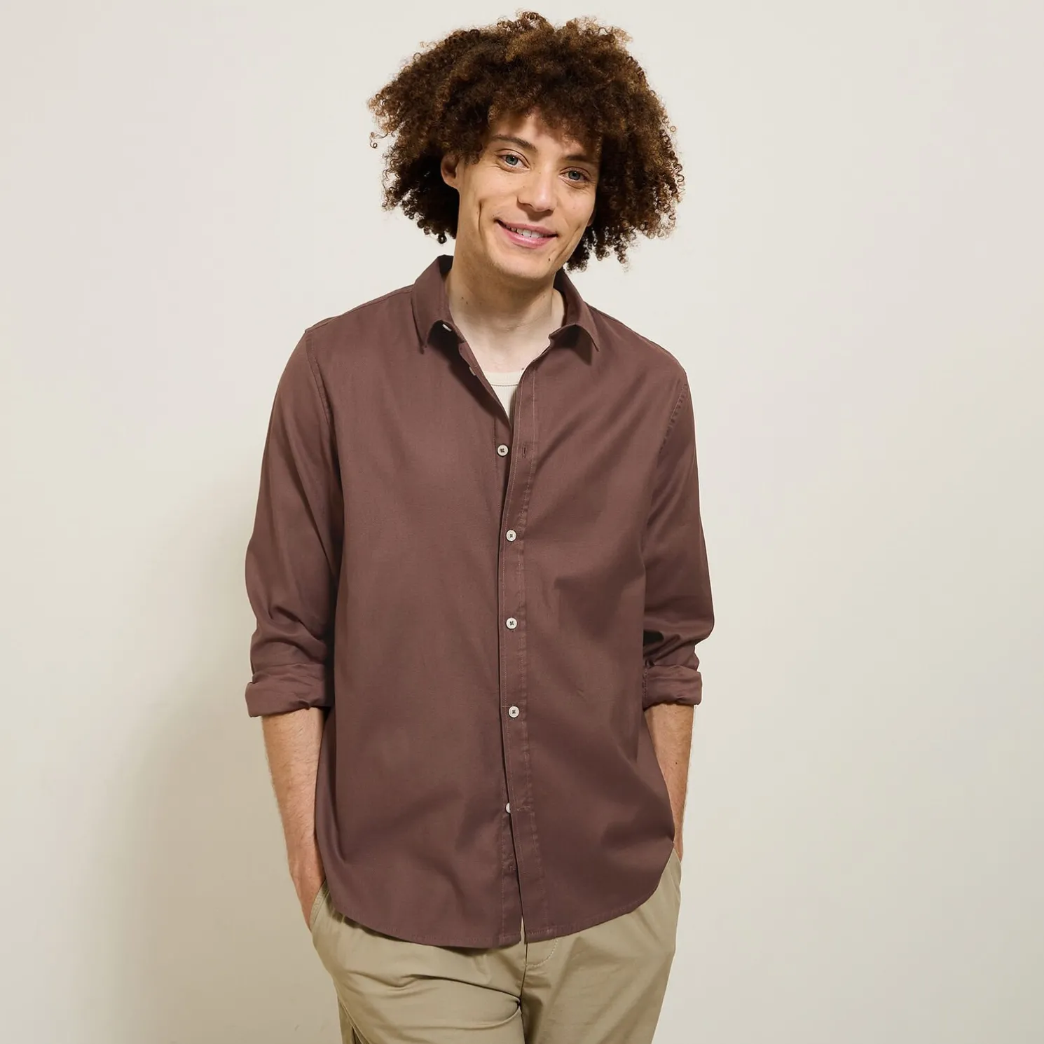 Effen overhemd in piquékatoen