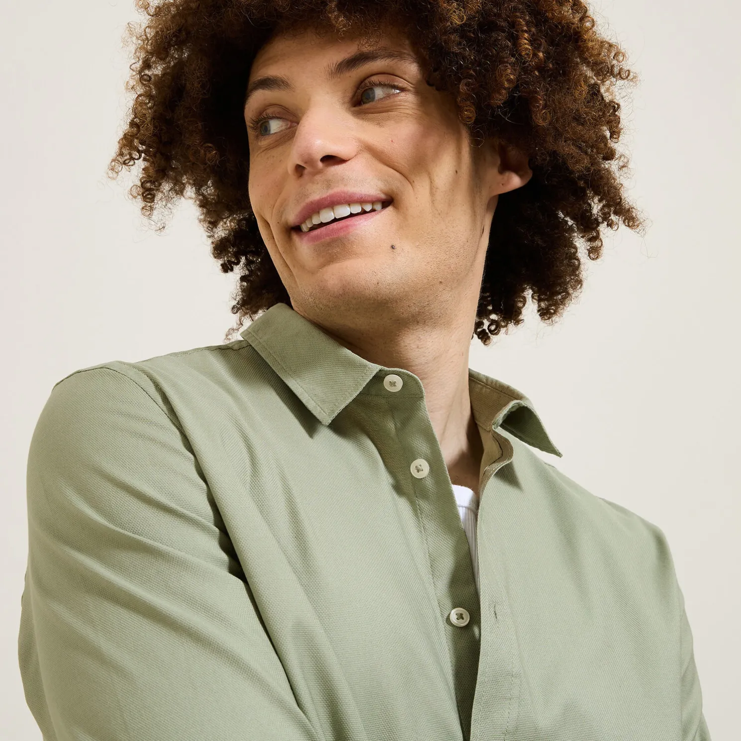 Effen overhemd in piquékatoen