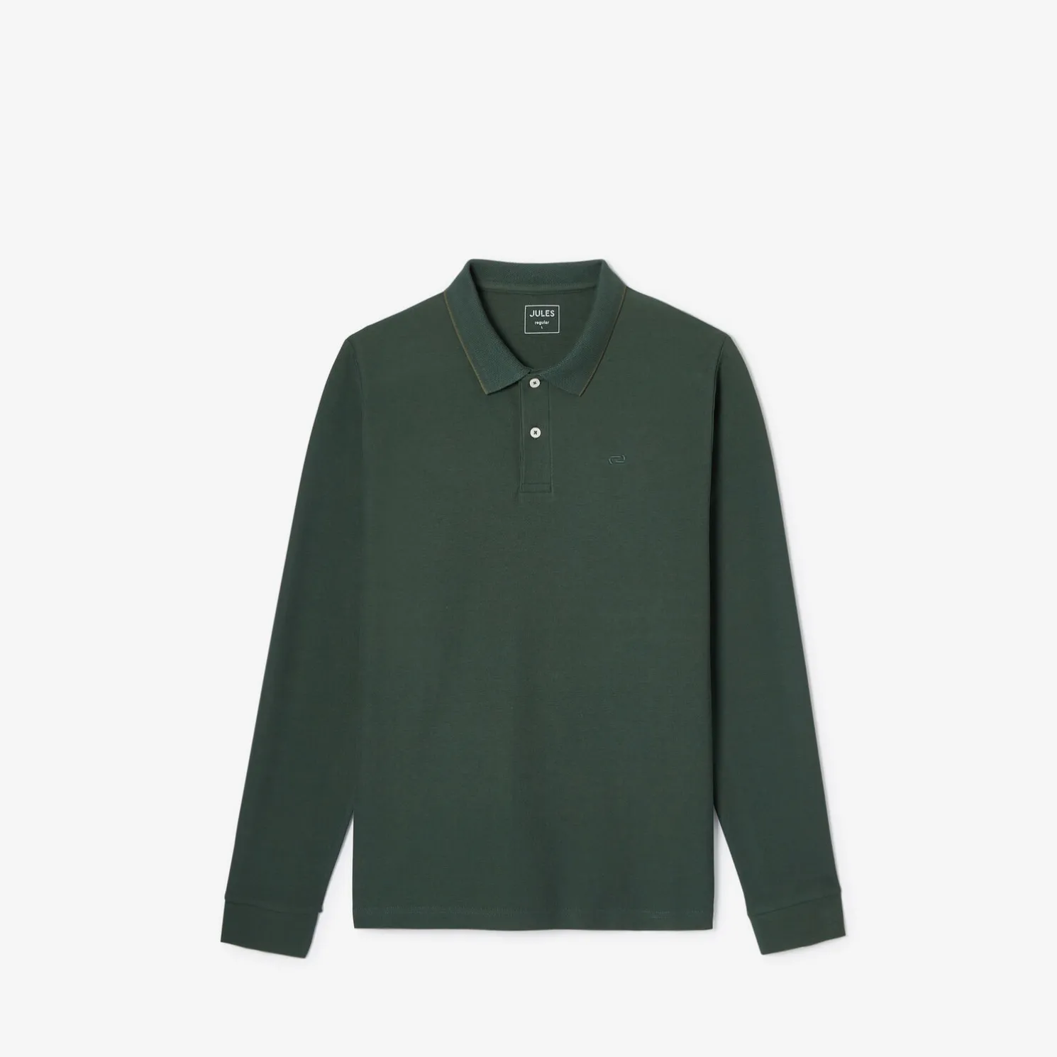 Effen polo in piquékatoen, met lange mouwen