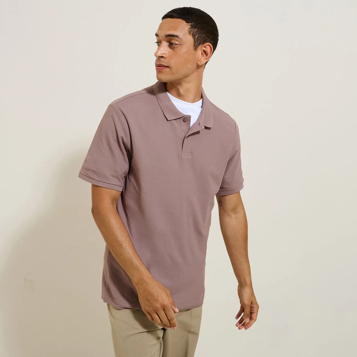 Effen polo in piquékatoen met korte mouwen