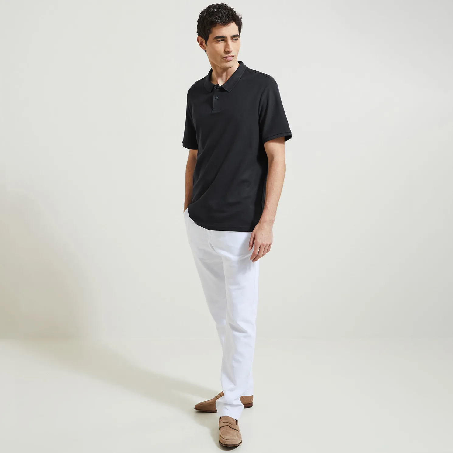 Effen polo in piquékatoen met korte mouwen