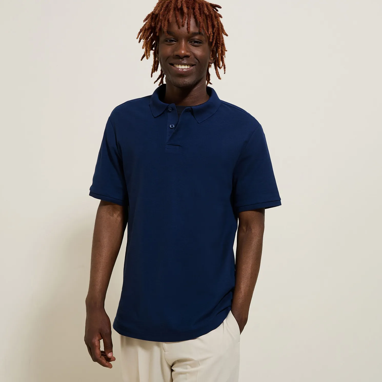 Effen polo in piquékatoen met korte mouwen