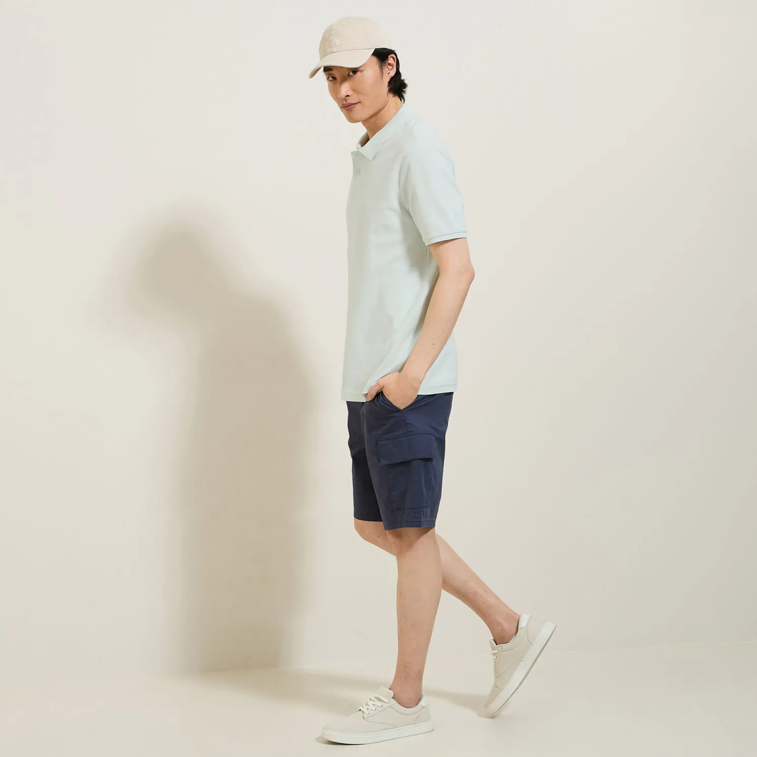 Effen polo in piquékatoen met korte mouwen