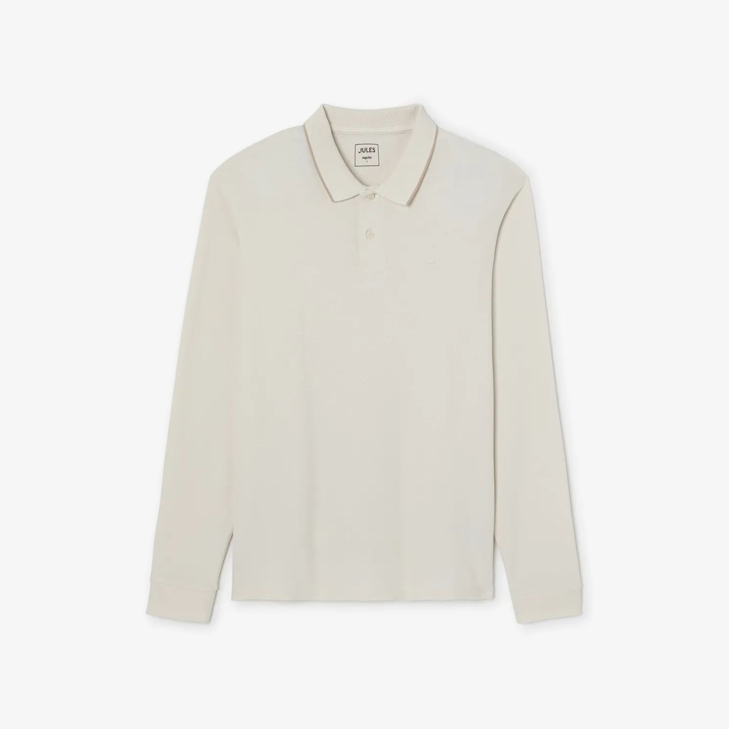 Effen polo in piquékatoen, met lange mouwen