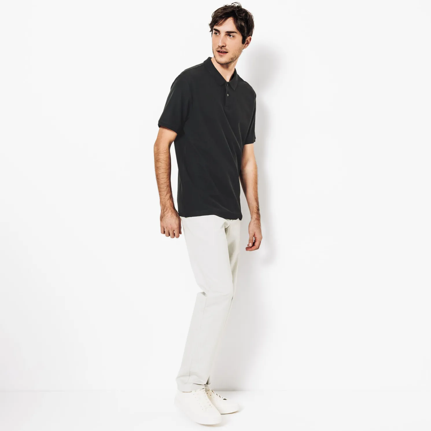 Effen polo in piquékatoen met korte mouwen