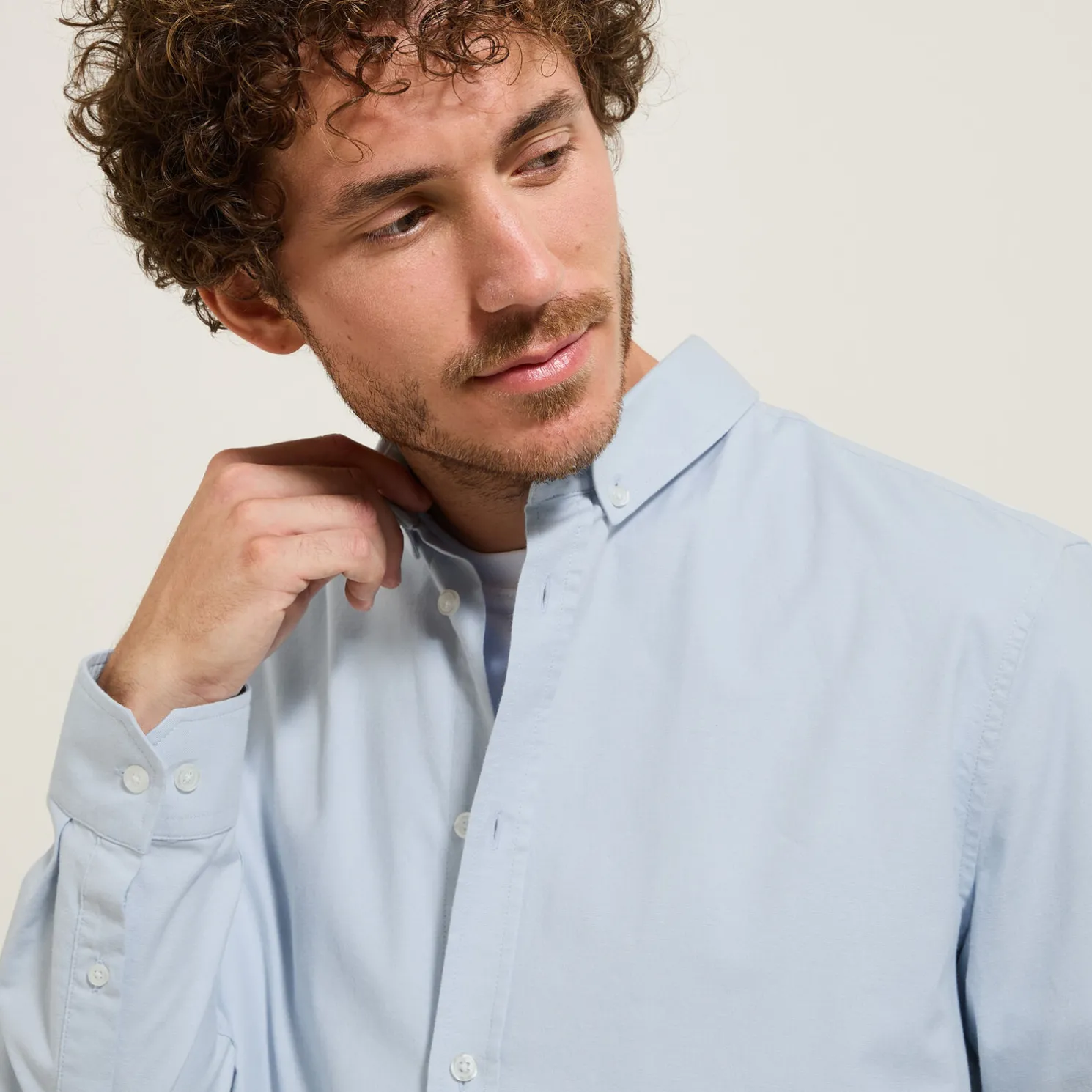 Elastaan overhemd in Oxford katoen