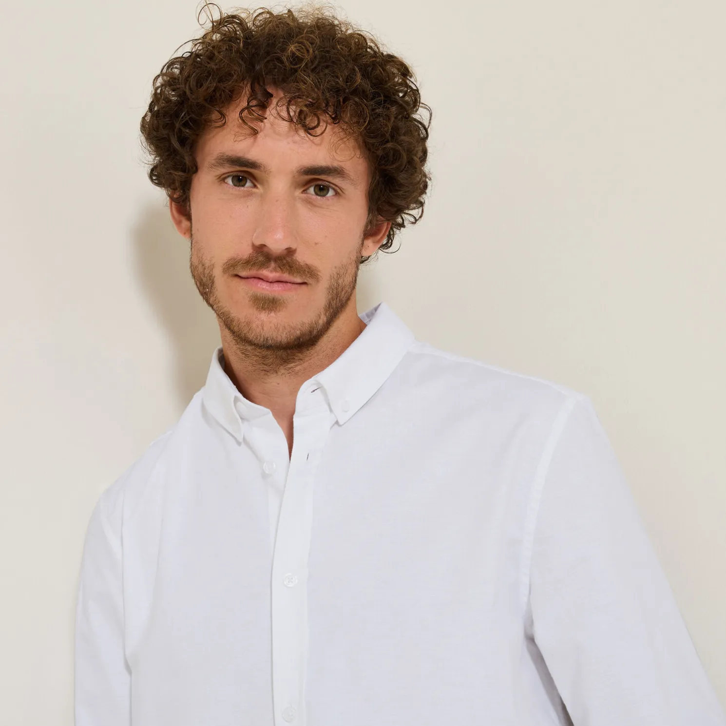 Elastaan overhemd in Oxford katoen