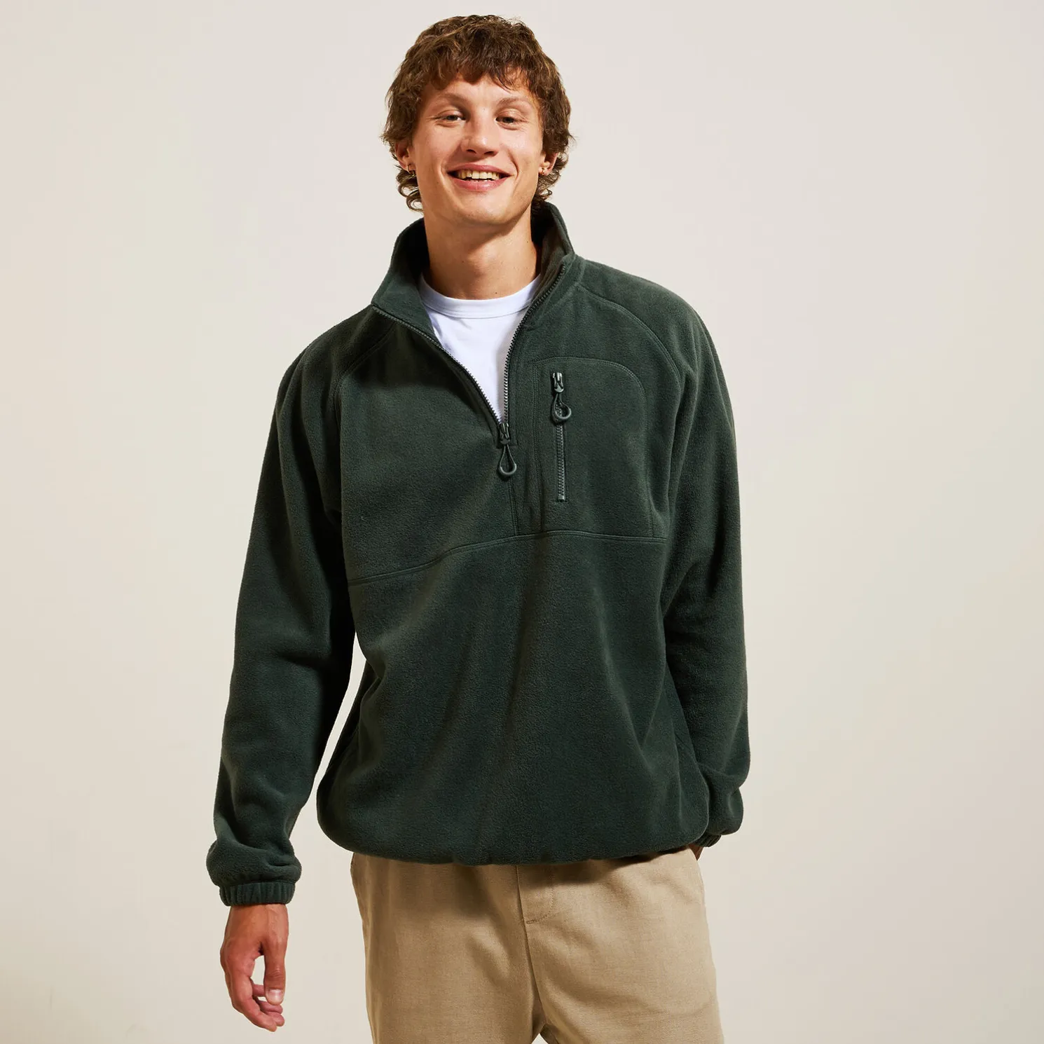 Fleecesweater met opstaande ritskraag