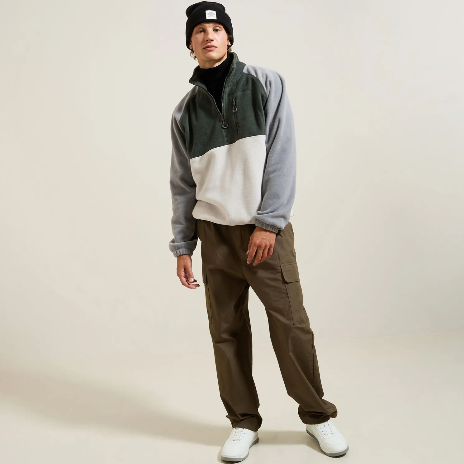 Fleecesweater met opstaande ritskraag