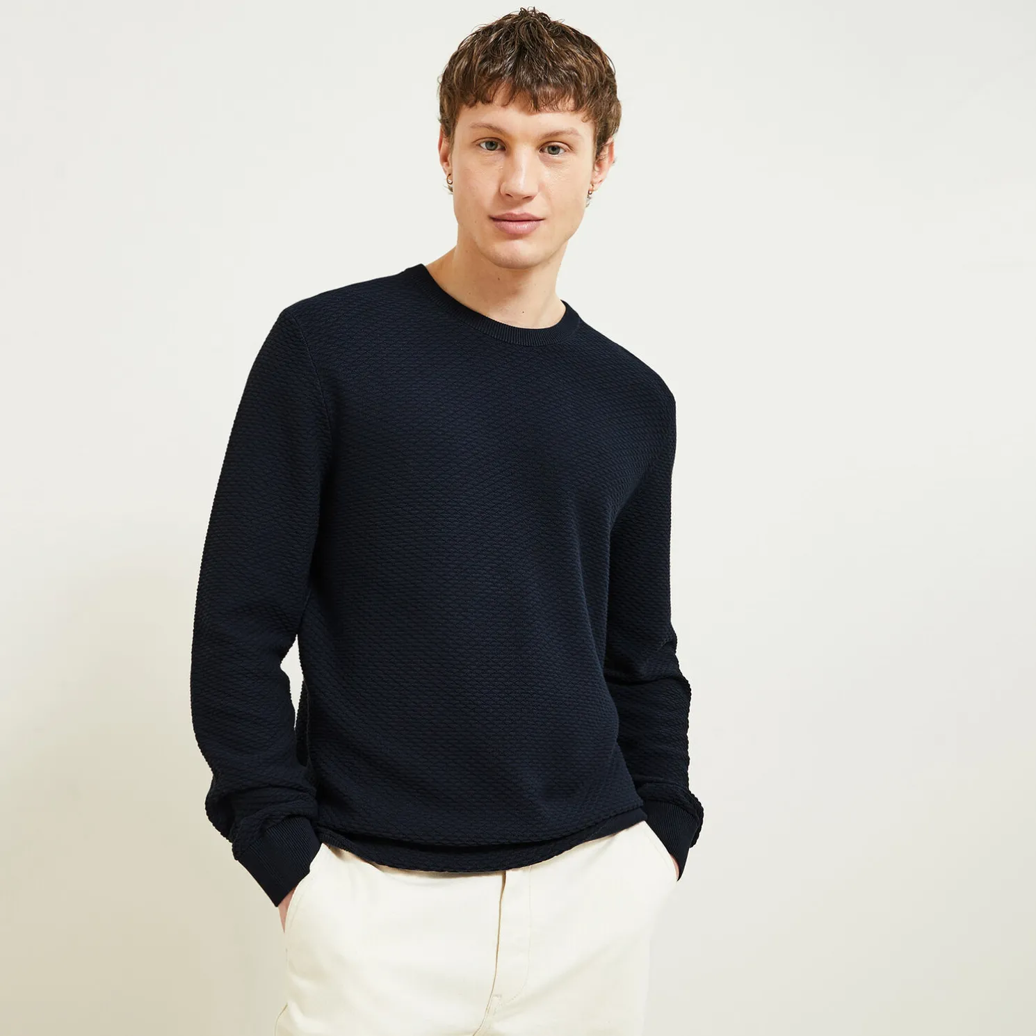 Gemêleerde fantasie trui met ronde hals