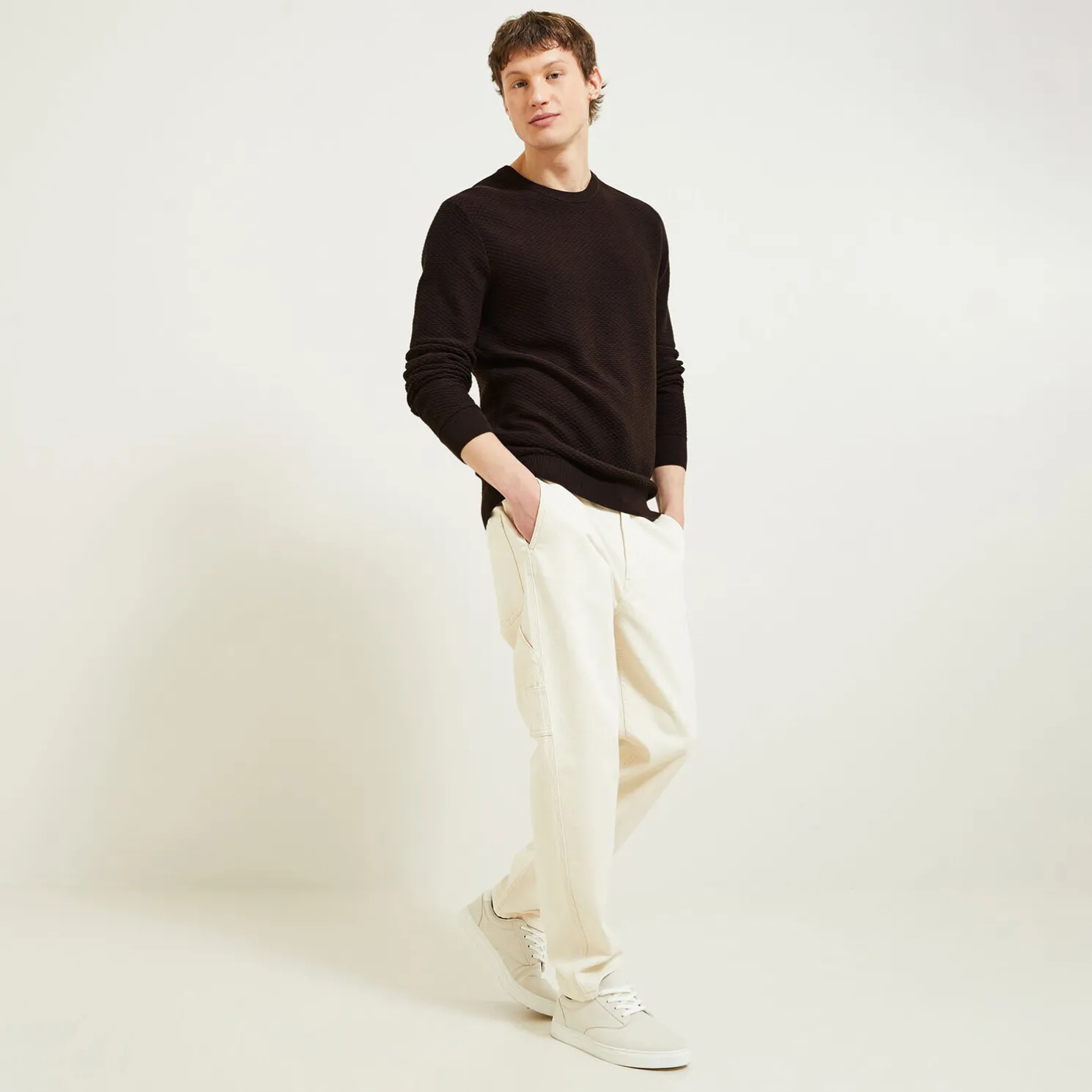 Gemêleerde fantasie trui met ronde hals