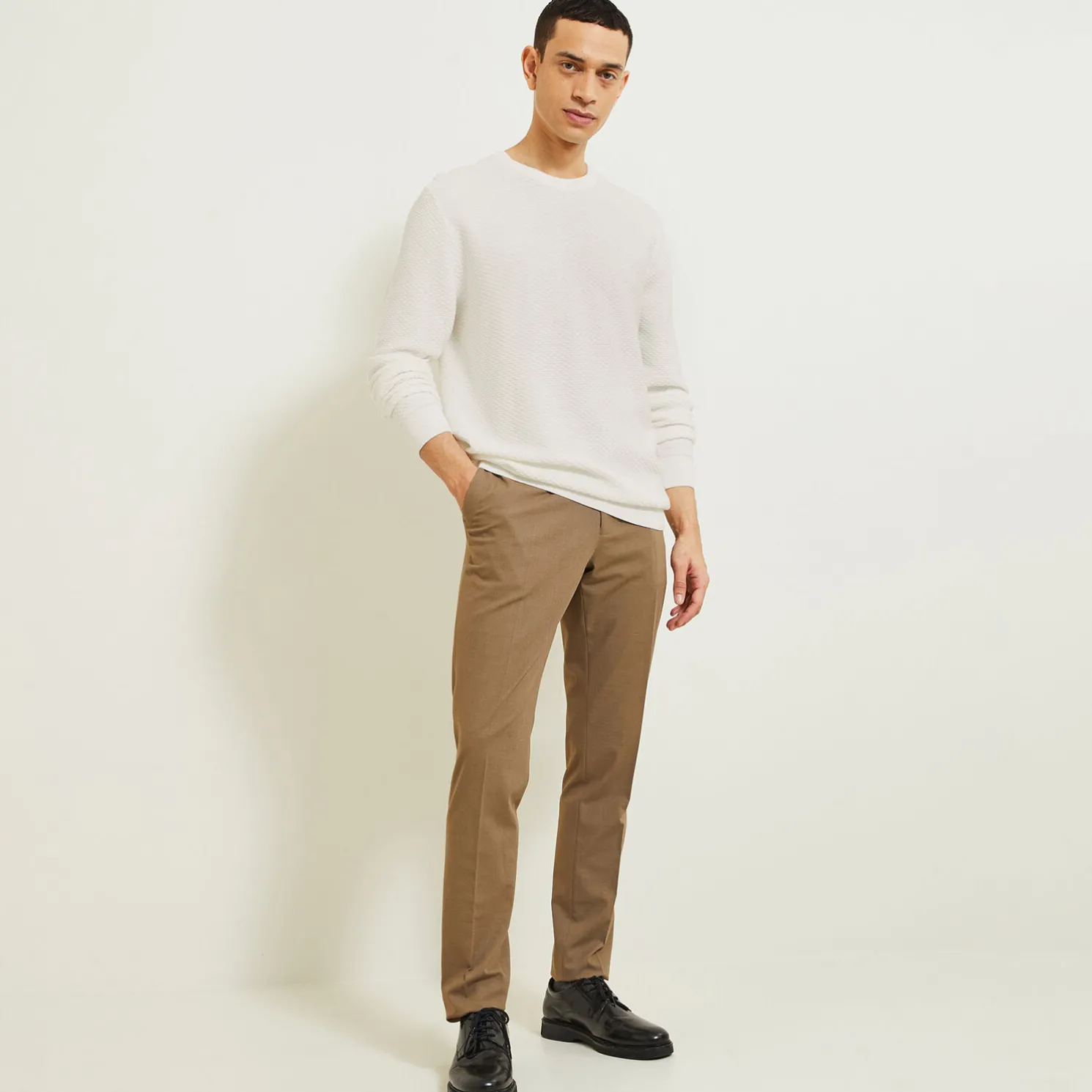 Gemêleerde fantasie trui met ronde hals