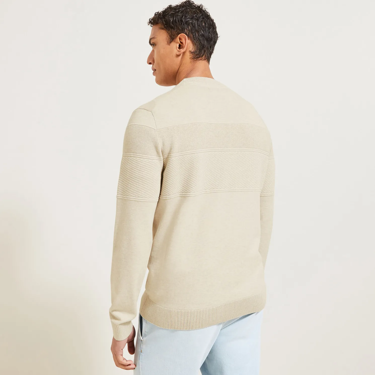 Gemêleerde trui met ronde hals, effen kleur