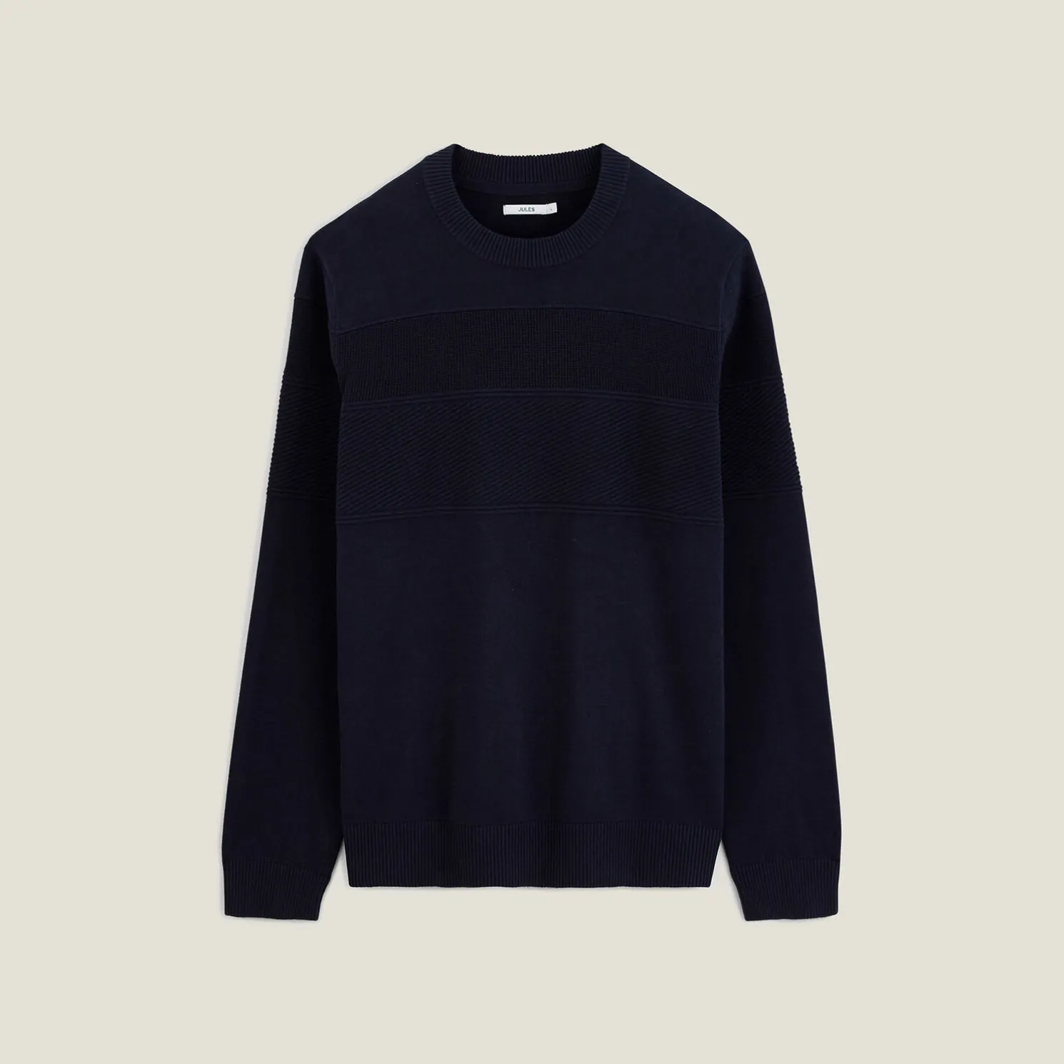 Gemêleerde trui met ronde hals, effen kleur