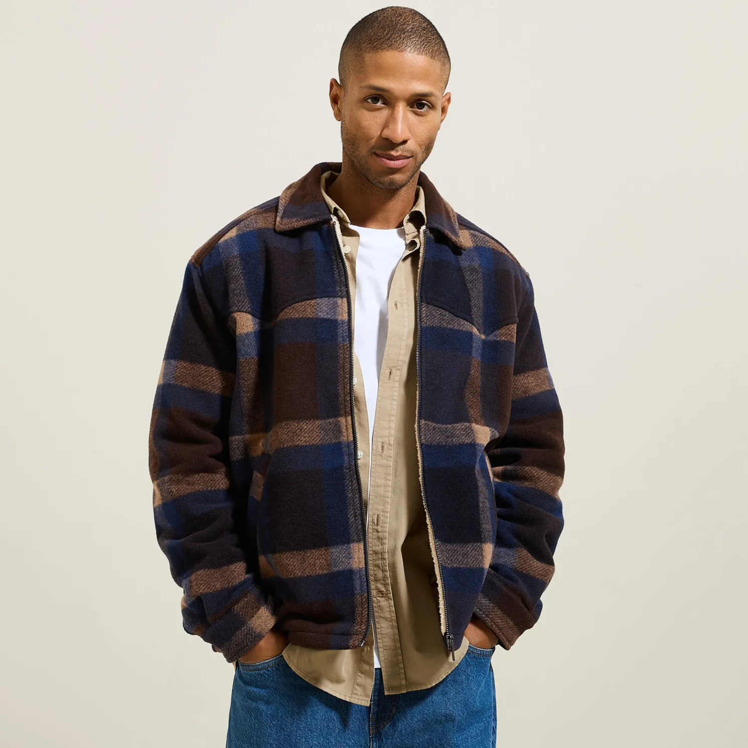 Geruite overhemd met sherpavoering