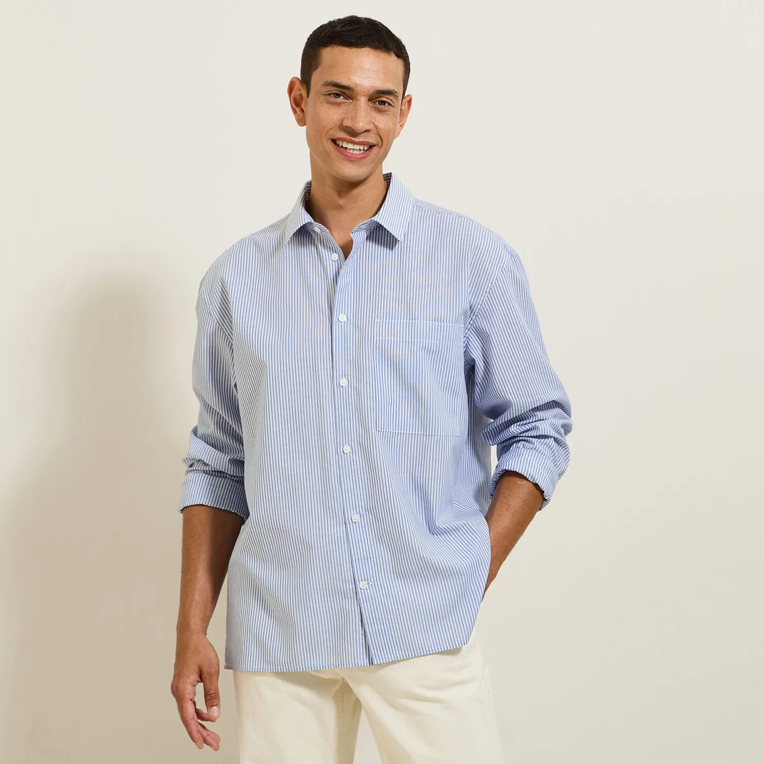 Gestreept hemd in katoen