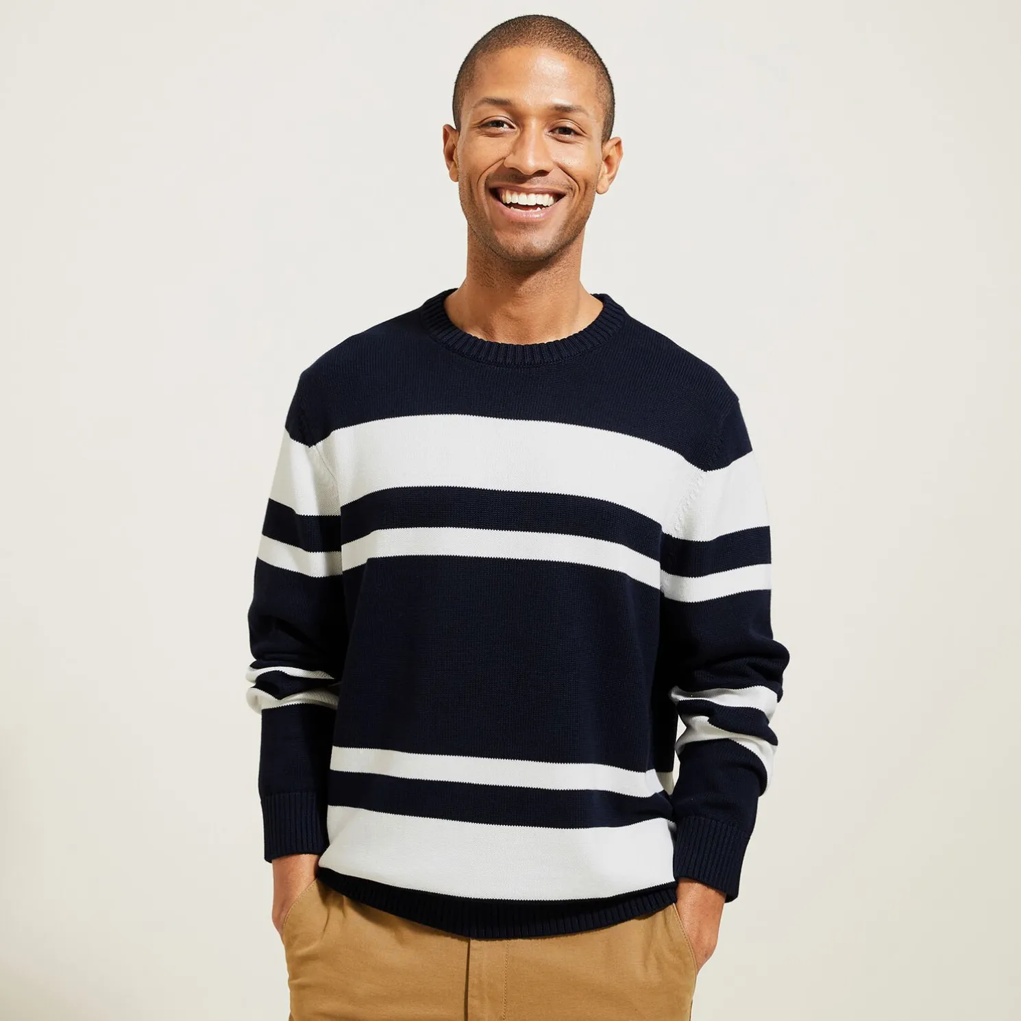 Gestreepte trui met ronde hals