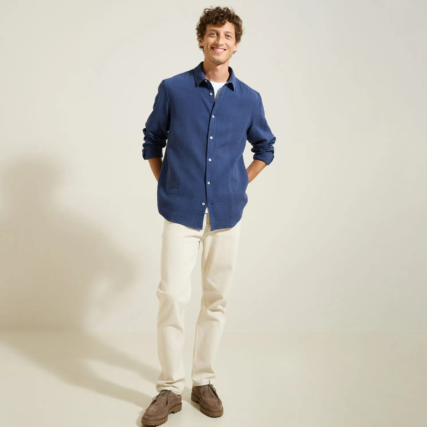 Hemd in katoengaas met klassieke kraag