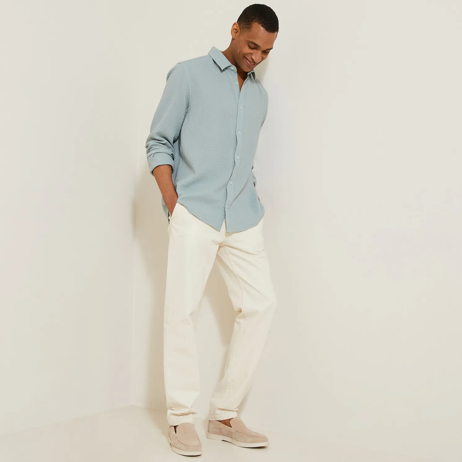 Hemd in katoengaas met klassieke kraag