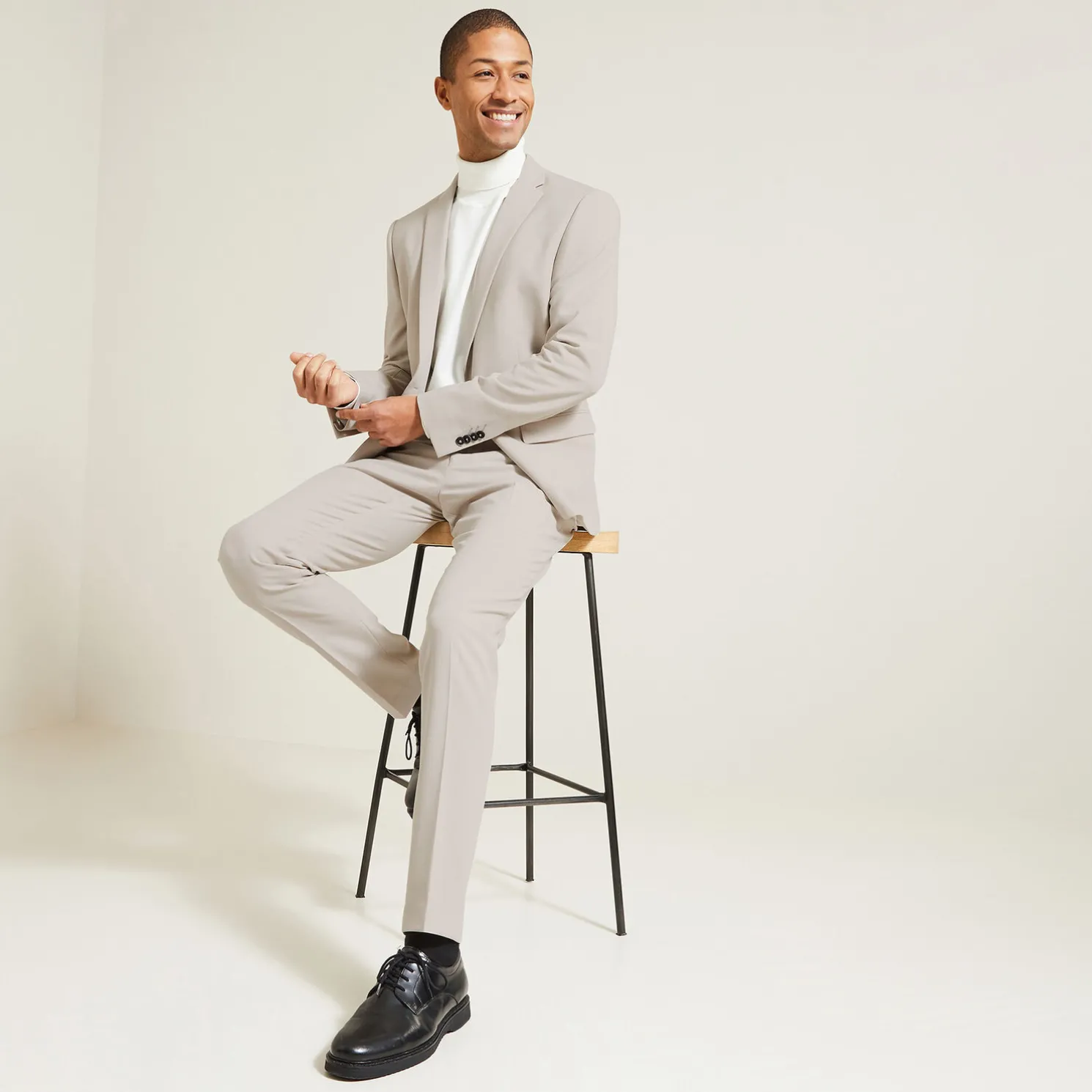 Het pakket extraslim kostuum bi-stretch - Beige