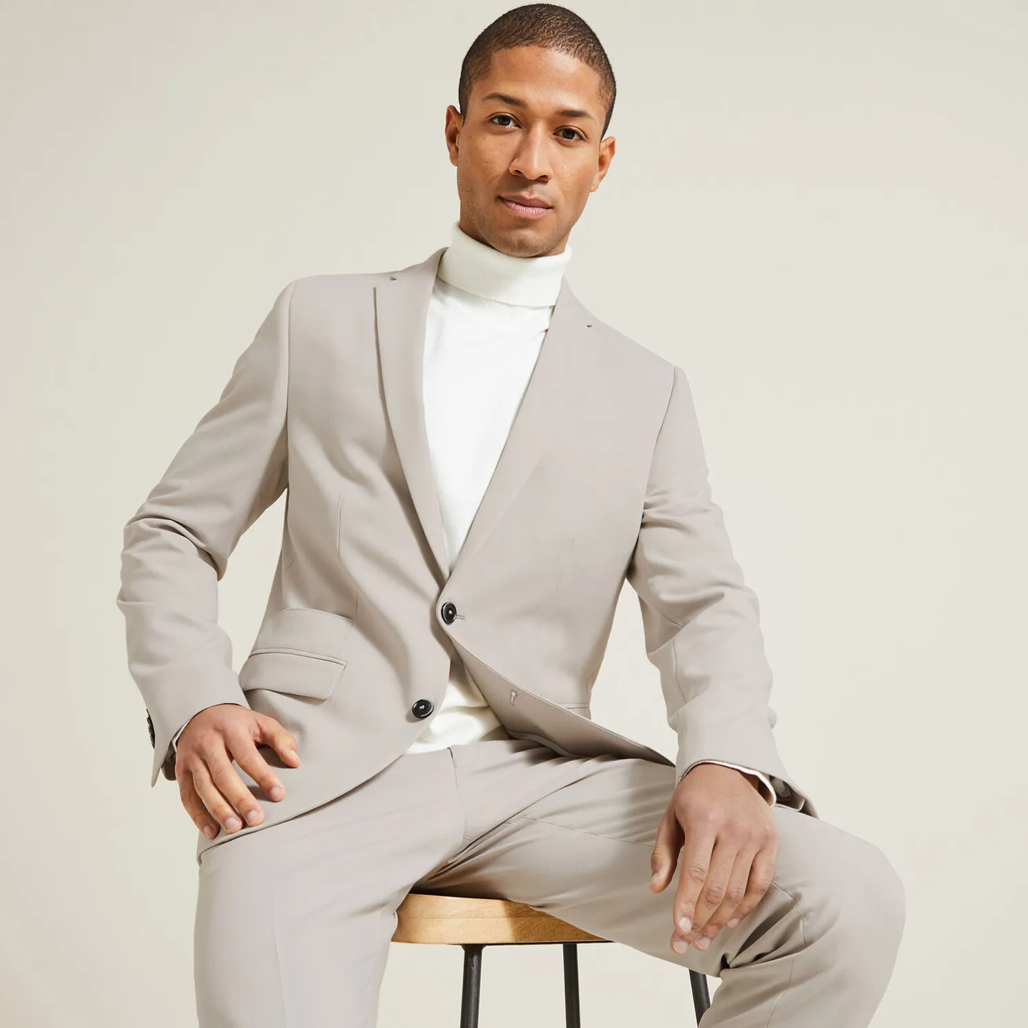 Het pakket extraslim kostuum bi-stretch - Beige