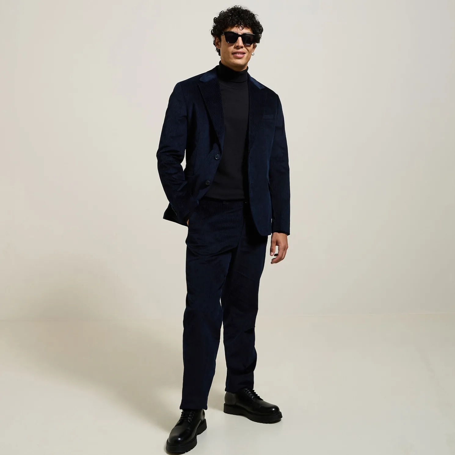 Het pakket ribfluwelen kostuum - Blauw