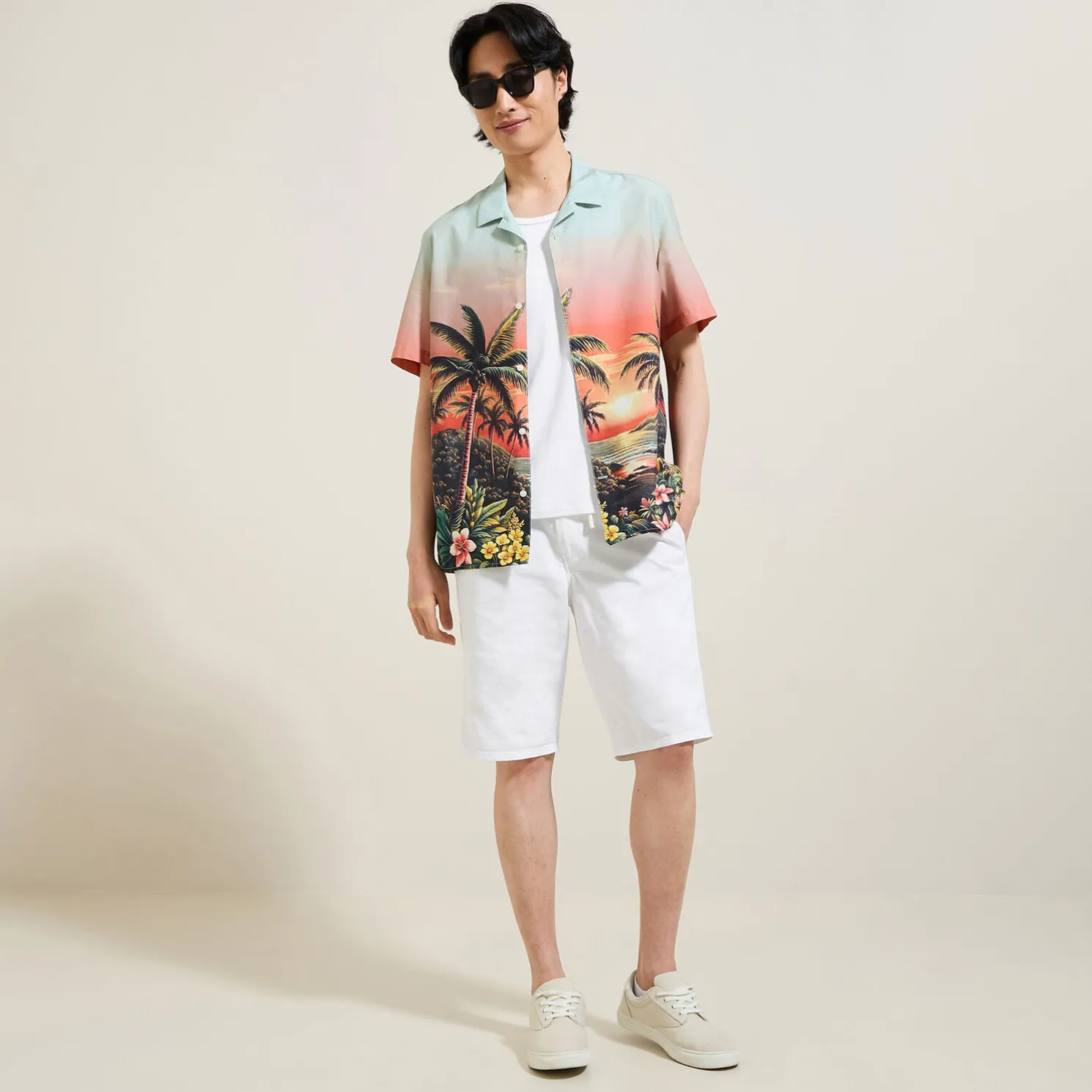 Katoenen hemdje met Hawaïaanse print