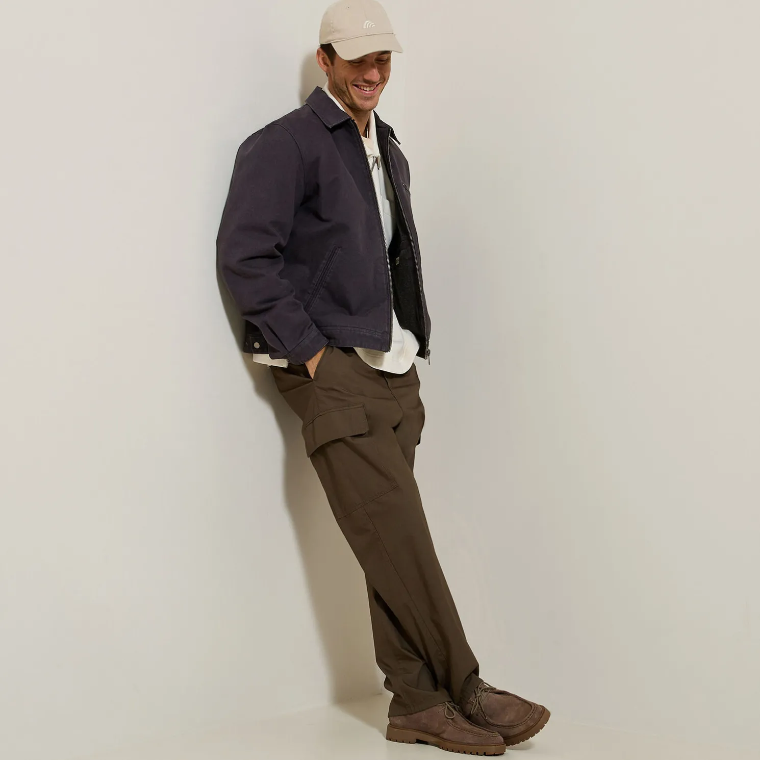 Katoenen jack met hemdskraag