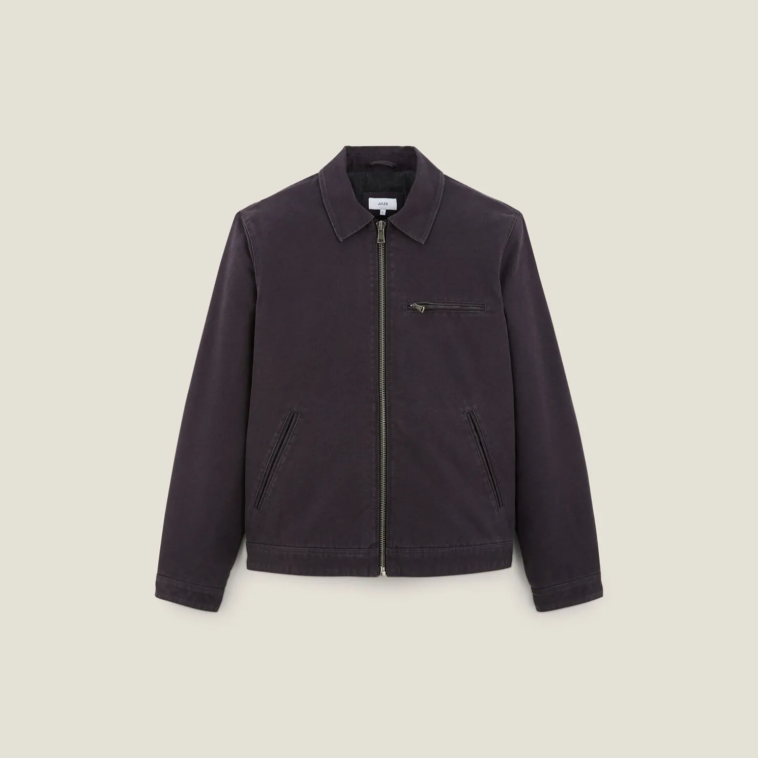 Katoenen jack met hemdskraag