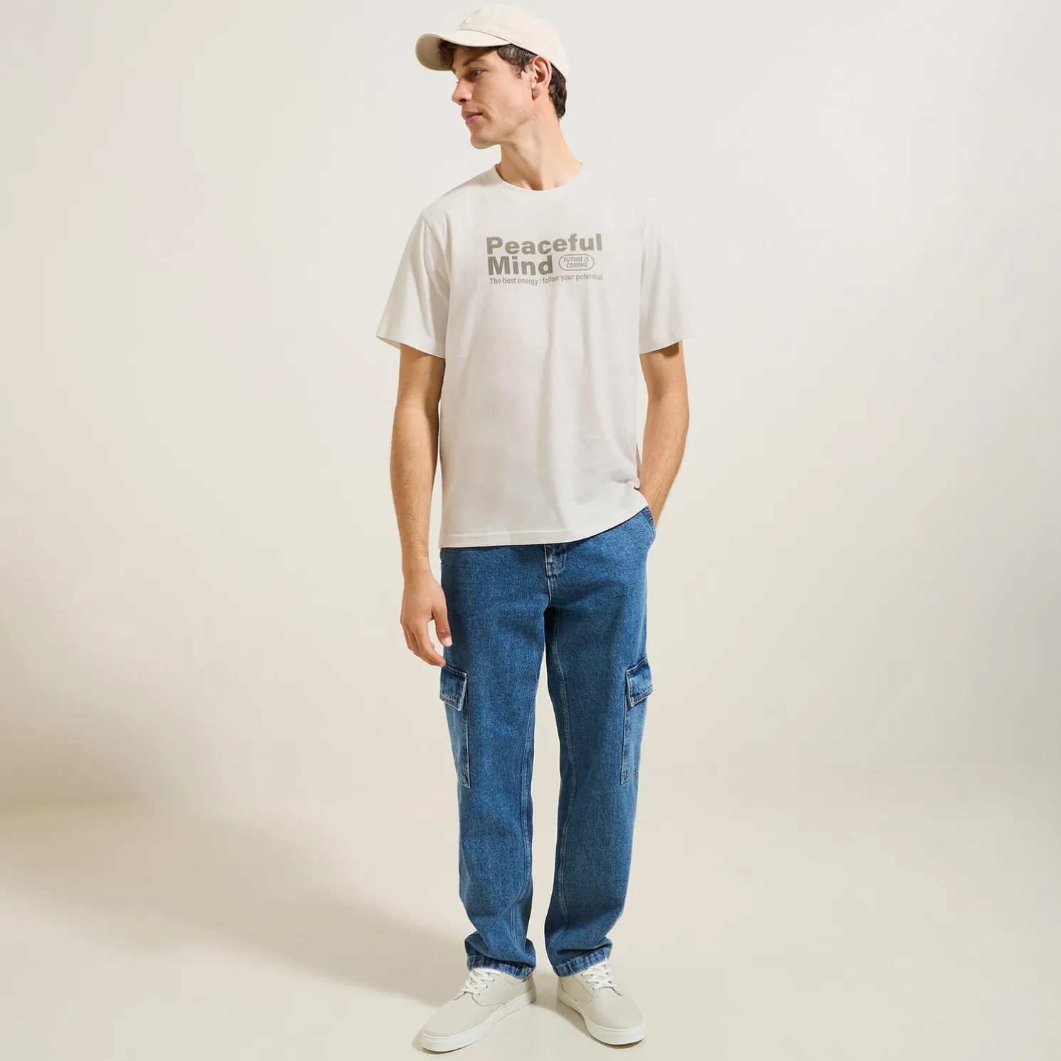 Katoenen T-shirt met ronde hals en print