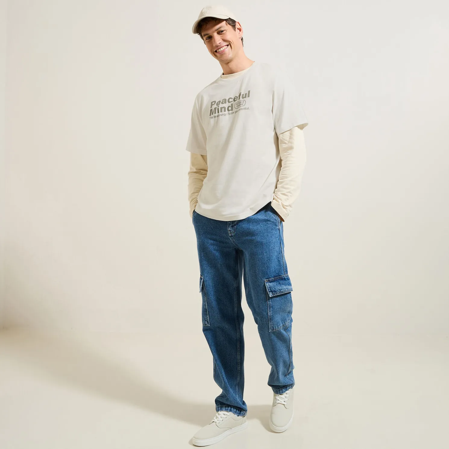 Katoenen T-shirt met ronde hals en print