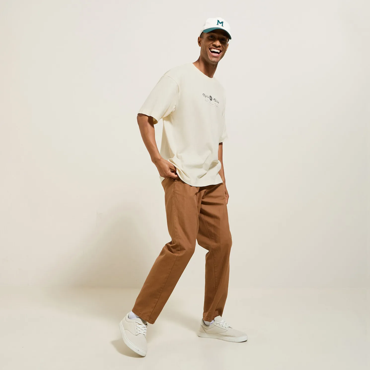 Katoenen T-shirt met ronde hals en print